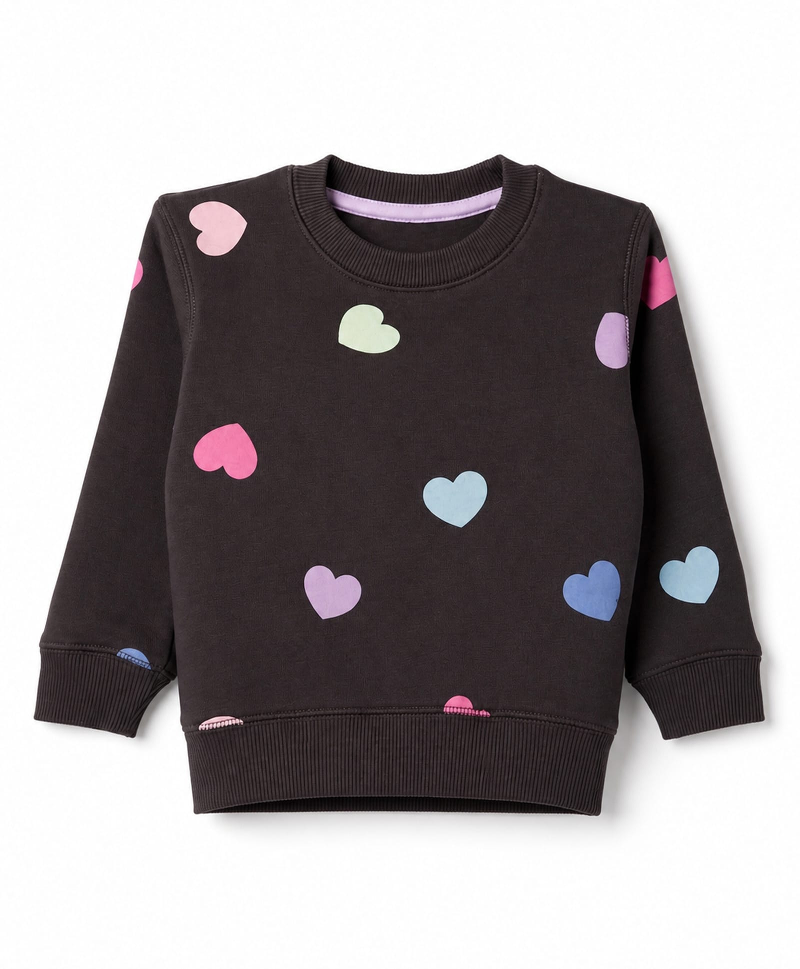 Doreme Fleece Knit Sweatshirts with Full Sleeves and Heart Design - Black-picture-25