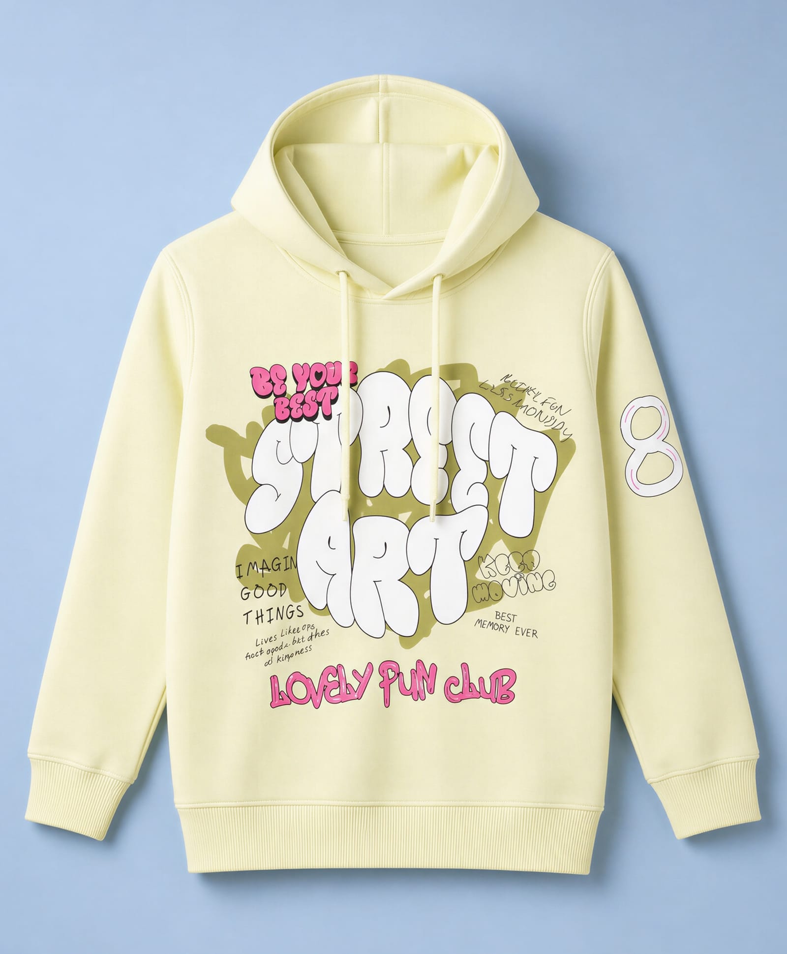 Doreme Fleece Knit Full Sleeves Text Printed Hooded Sweatshirt - Lime Green-picture-24