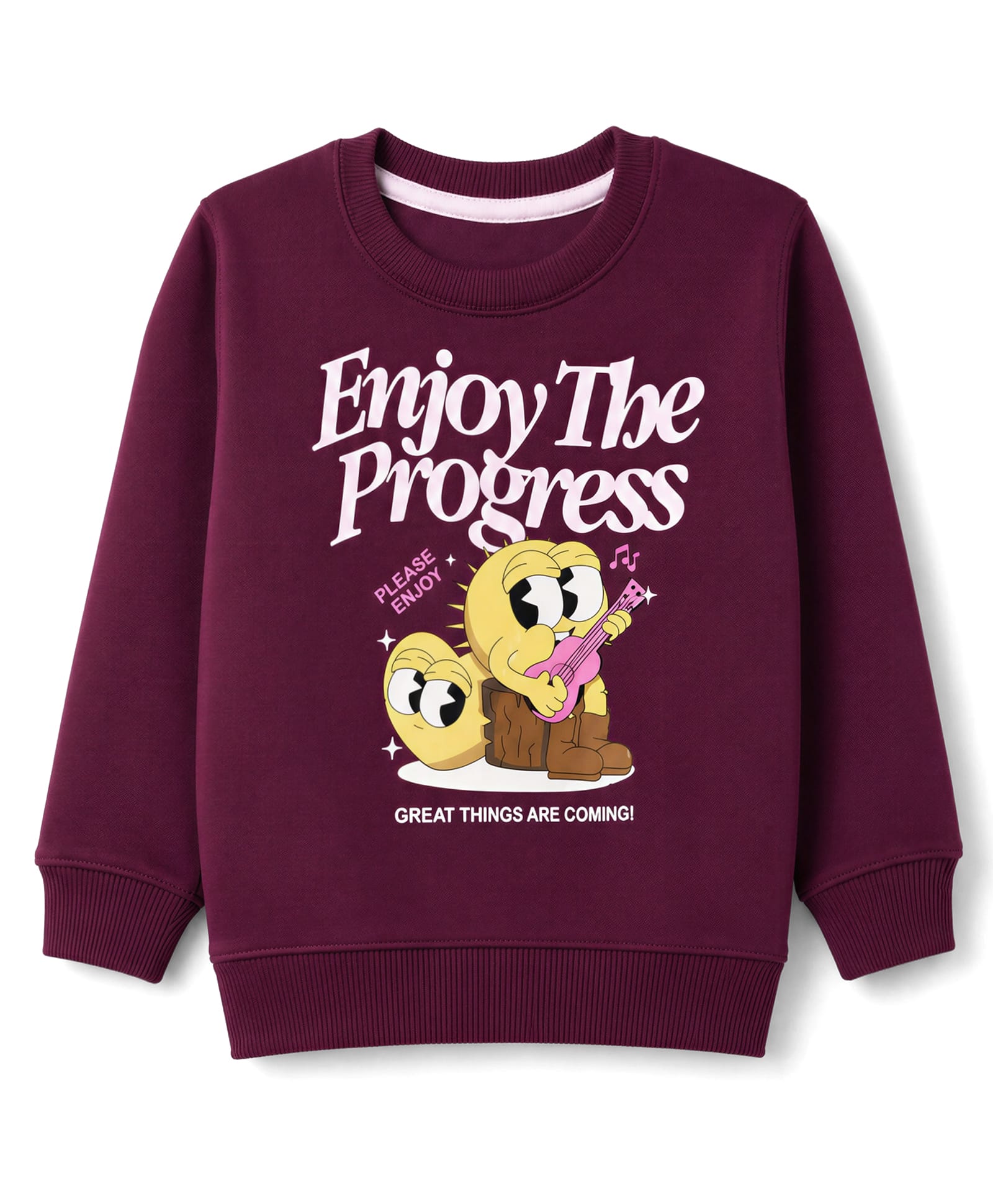 Doreme Fleece Knit Full Sleeves Enjoy The Progress Printed Sweatshirt - Burgandy-picture-19