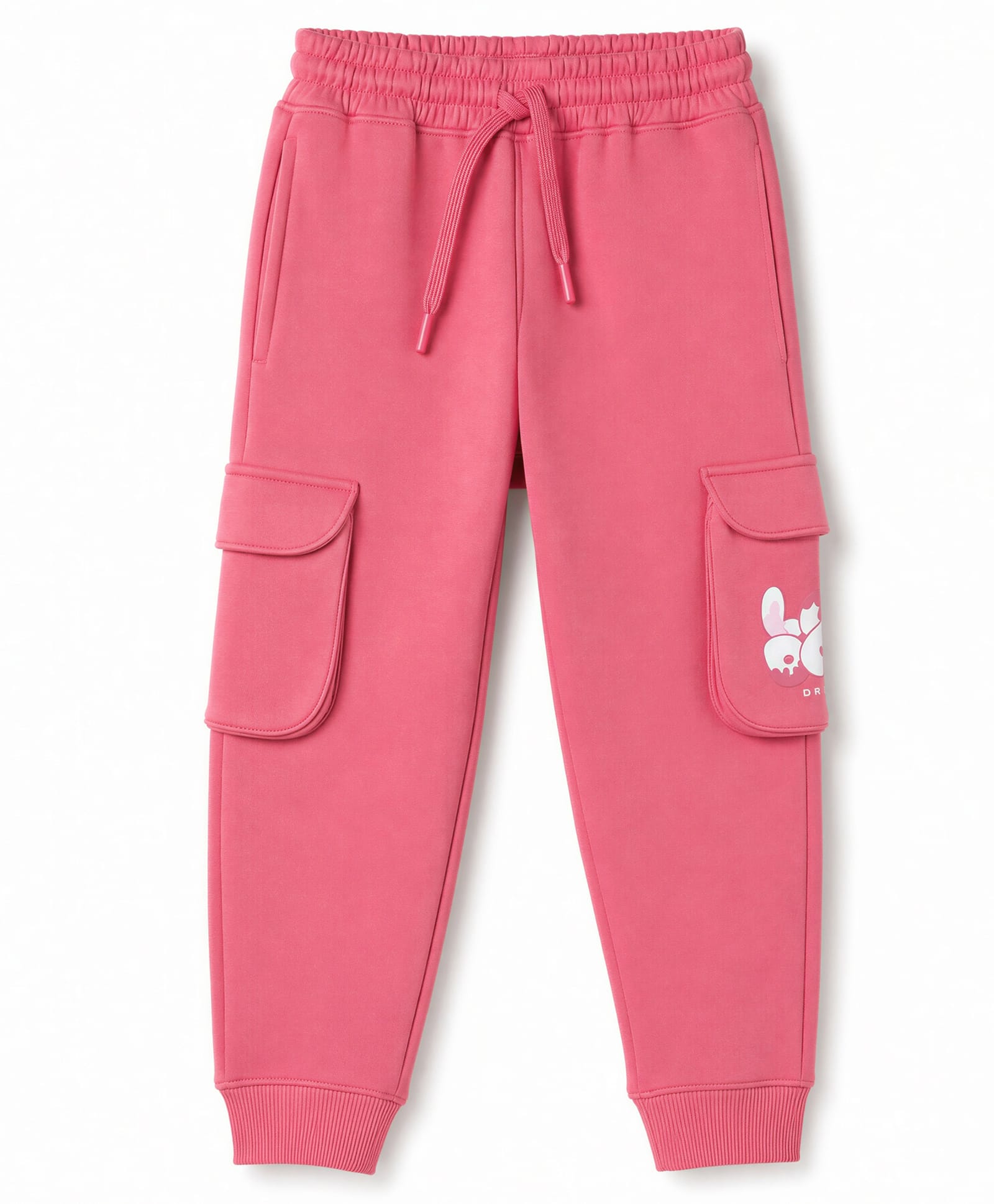 Doreme Fleece Knit Full Length Dreams Printed Fleece & Woollen Pant With Cargo Pockets - Pink-image-23