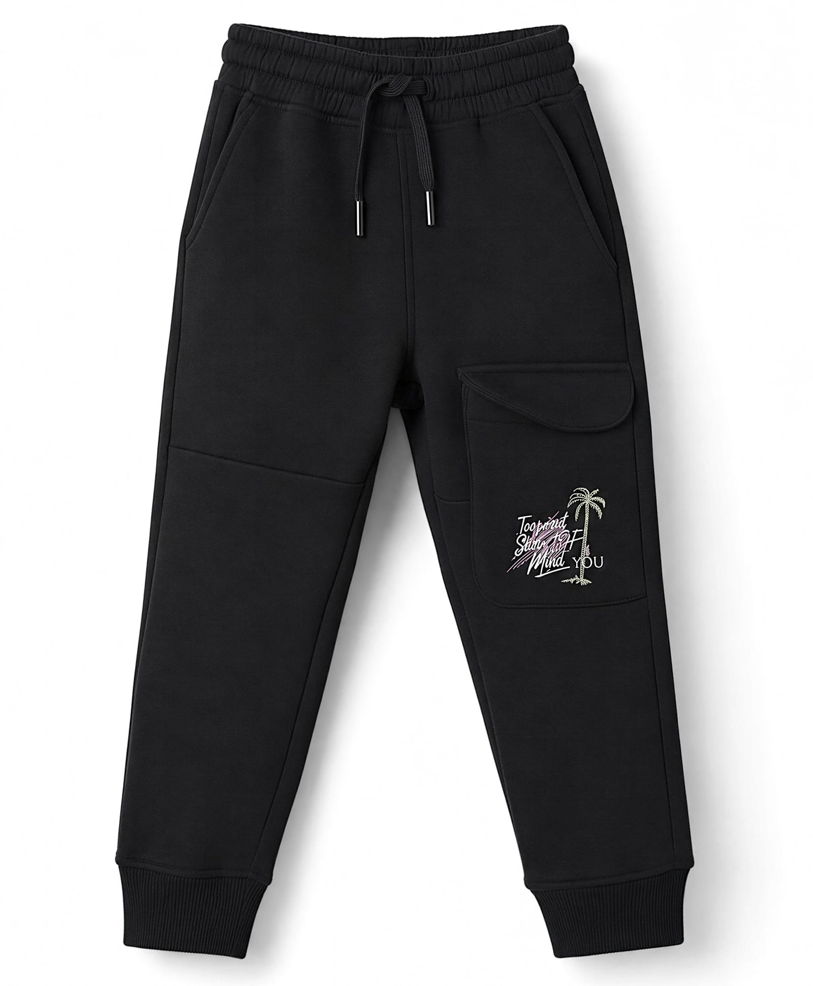 Doreme Fleece Knit Full Length Beach Theme Printed Fleece & Woollen Pant - Black-picture-26