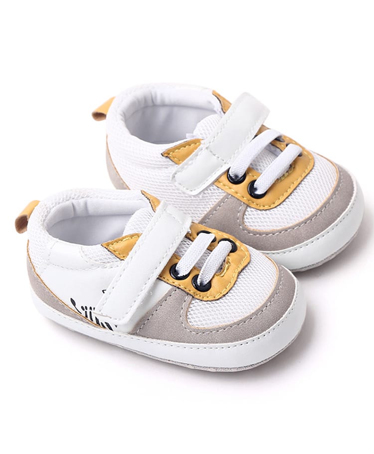 KIDLINGSS Zebra Printed Mesh Detailed Velcro Closure Booties - White-picture-15