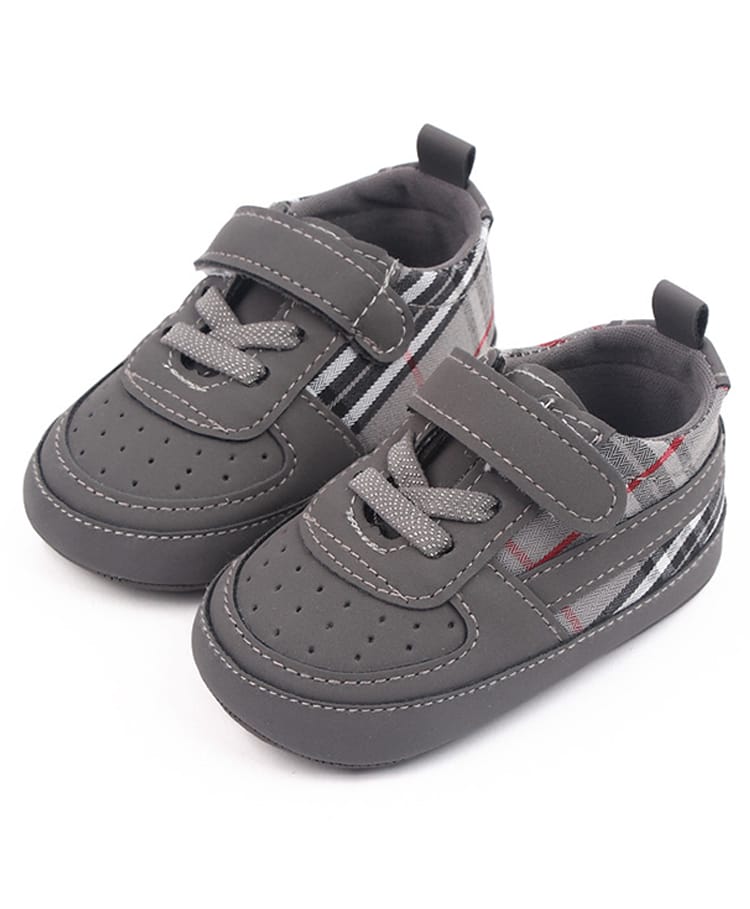KIDLINGSS Checked Velcro Closure Booties - Grey-picture-25