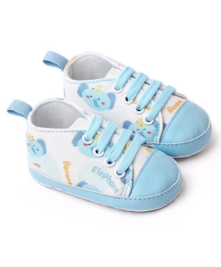KIDLINGSS Elephants Printed Lace Up Booties - Light Blue-image-41