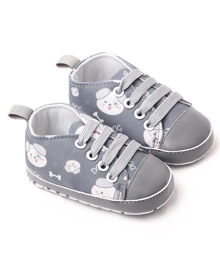KIDLINGSS Dog Printed Lace Up Booties - Grey-image-3
