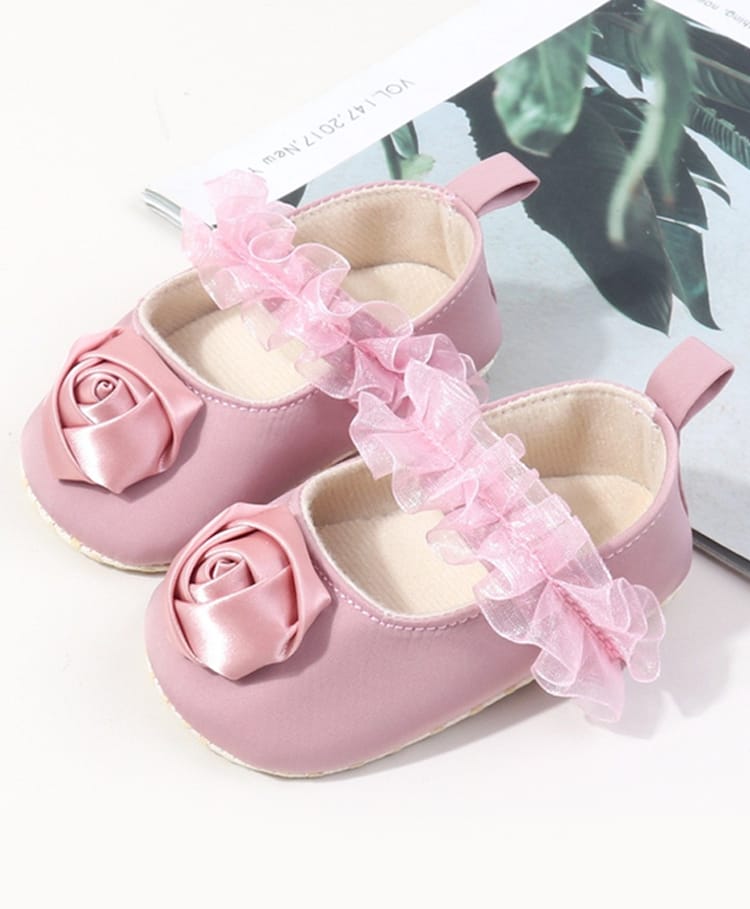 KIDLINGSS Floral Applique Detailed Velcro Closure Booties - Pink-image-32