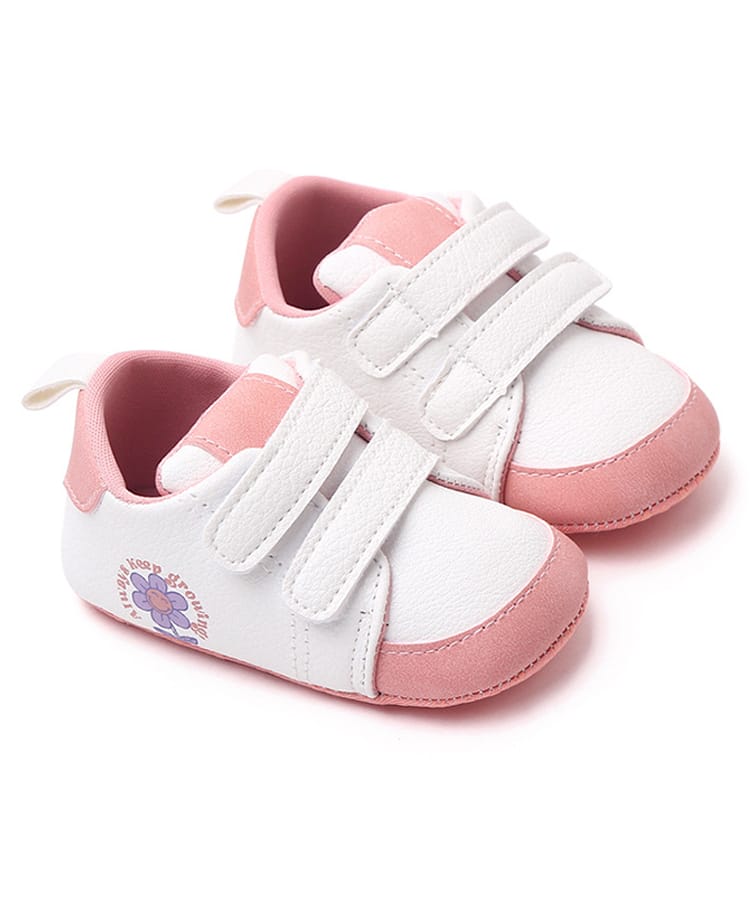 KIDLINGSS Flower Printed Colour Blocked Velcro Closure Booties - Pink-picture-24