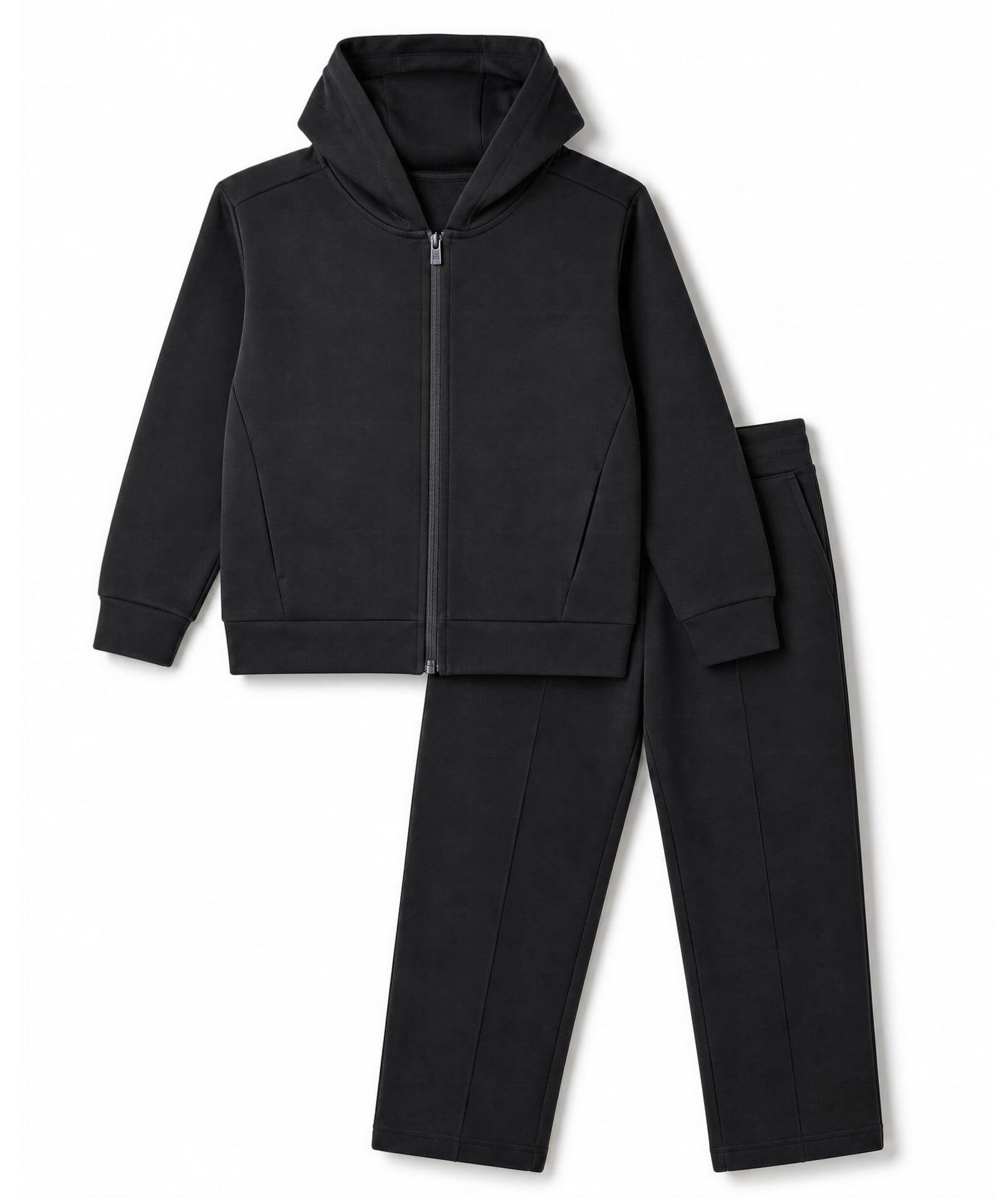 Doreme Fleece Knit Full Sleeves Solid Winter Wear Suits - Black-picture-21