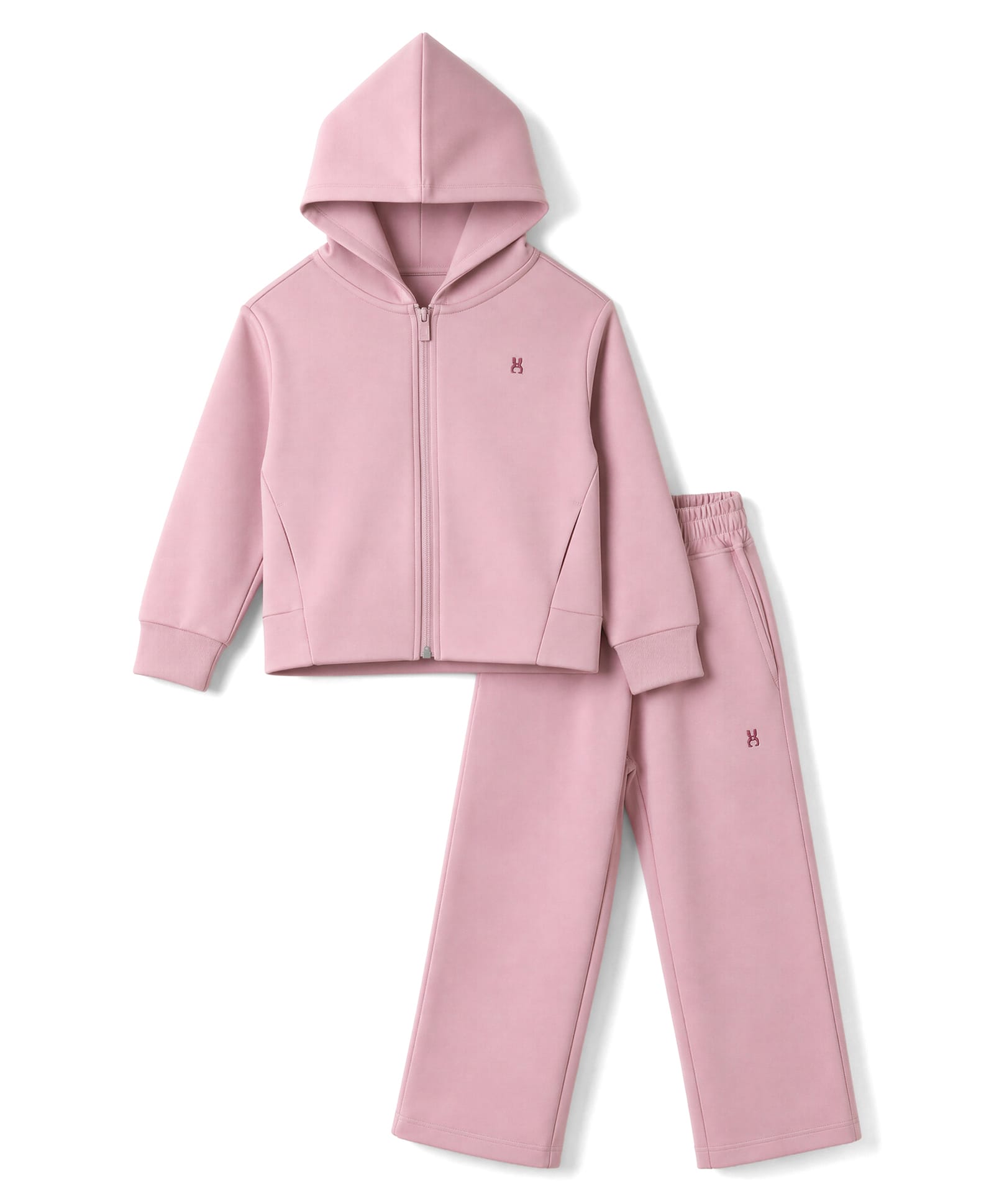 Doreme Fleece Knit Full Sleeves Winter Wear Solid Colour Hooded Sweat Jacket & Lounge Pant Set with Front & Back Print - Lilac-image-39
