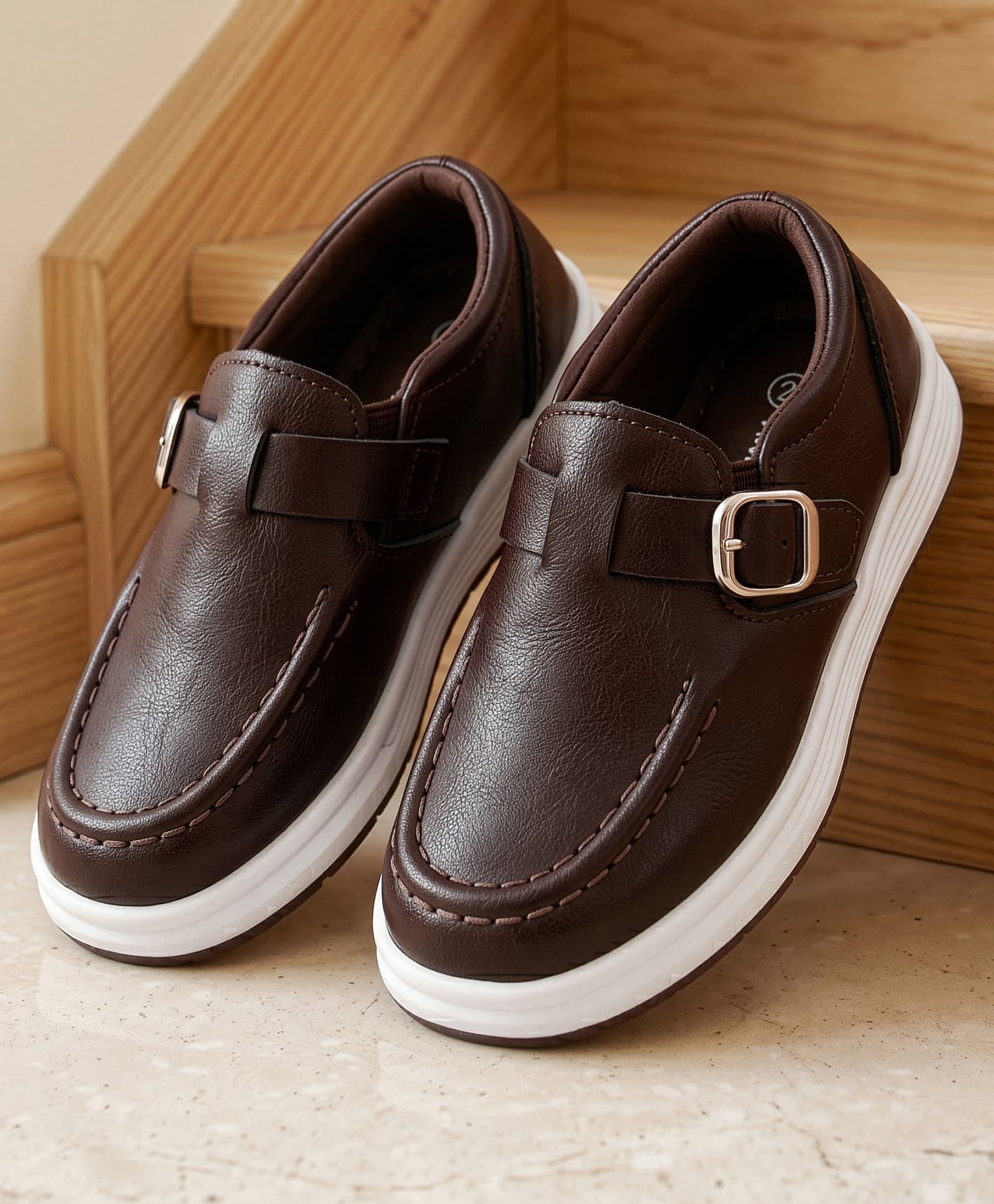 Cute Walk by Babyhug Buckle Closure Party Wear Shoes - Dark Brown-image-8