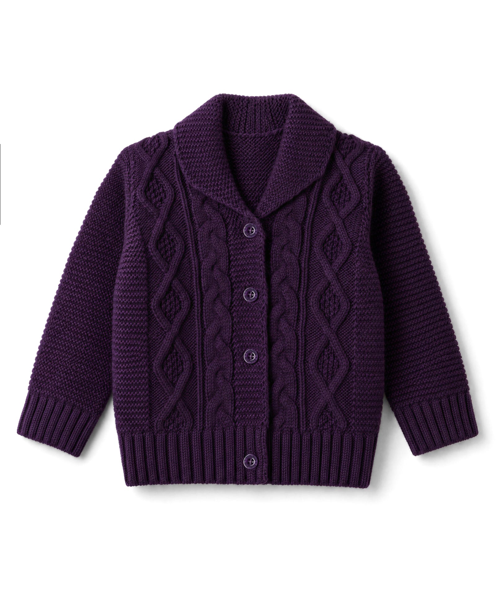 Babyhug Knit Full Sleeves Front Open Sweater with Cable Knit Design - Purple-picture-19