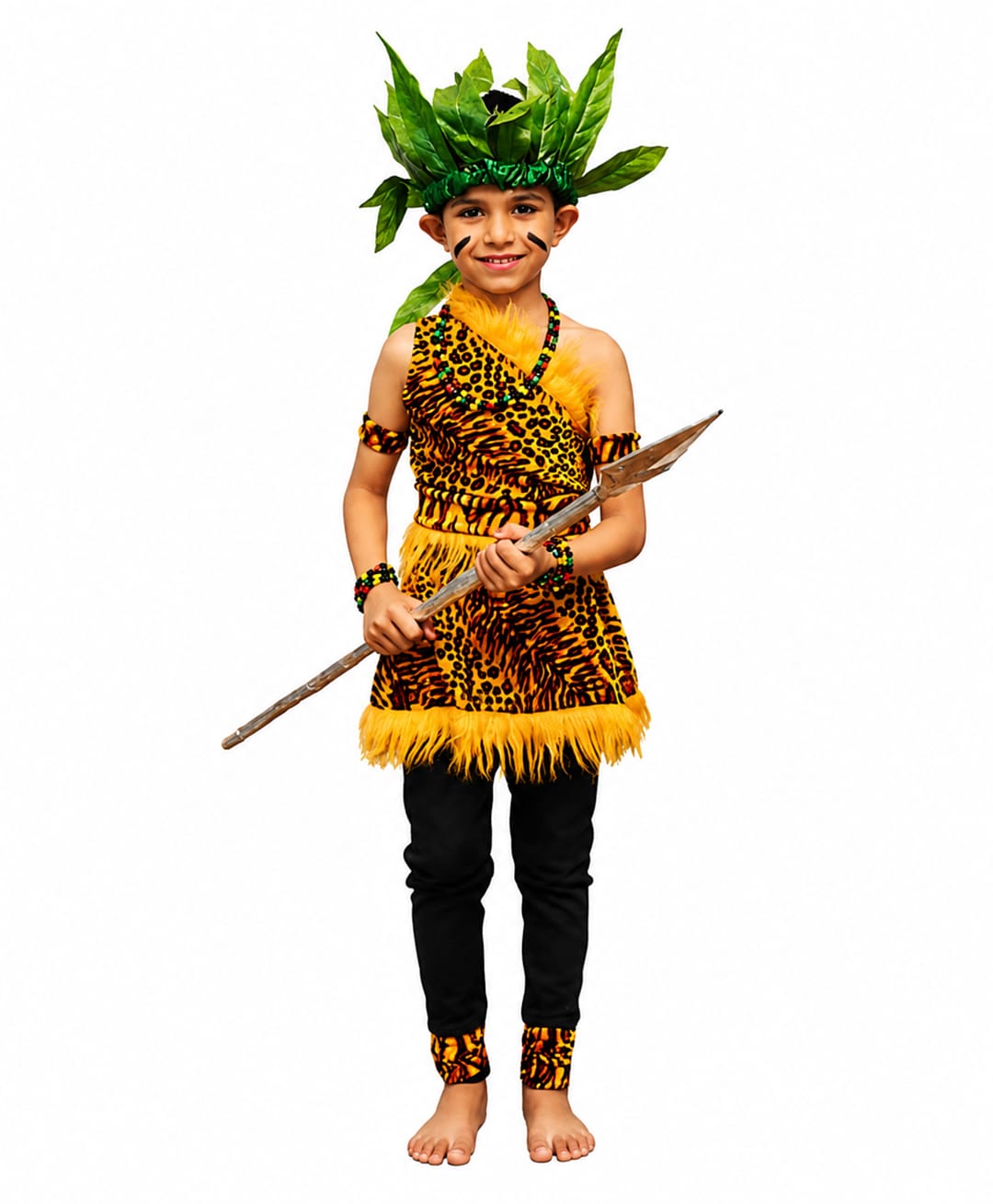 Itsmycostume Tribal Costume Set With Mala - Yellow Brown & Black-image-41