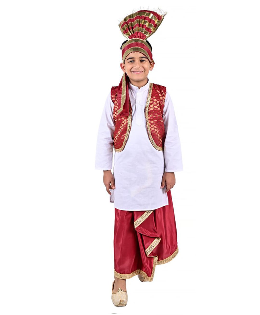 Itsmycostume Punjabi Regional Costume Set - Maroon-image-22