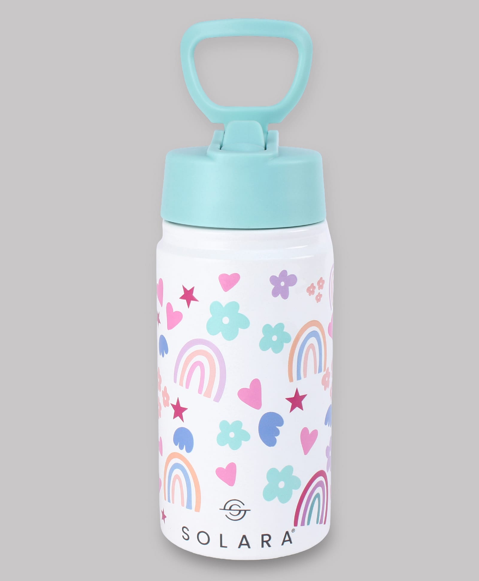Solara Insulated Water Bottle, Rainbow - 450ml | BPA free, Leak- Proof | Ideal for School and Travel - White & Light Blue-image-26