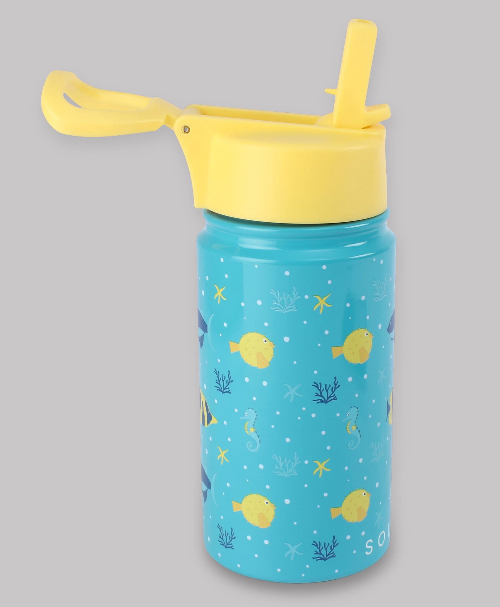 Solara Insulated Water Bottle, Fish - 450ml | BPA free, Leak- Proof | Ideal for School and Travel - Yellow & Turquoise-image-43