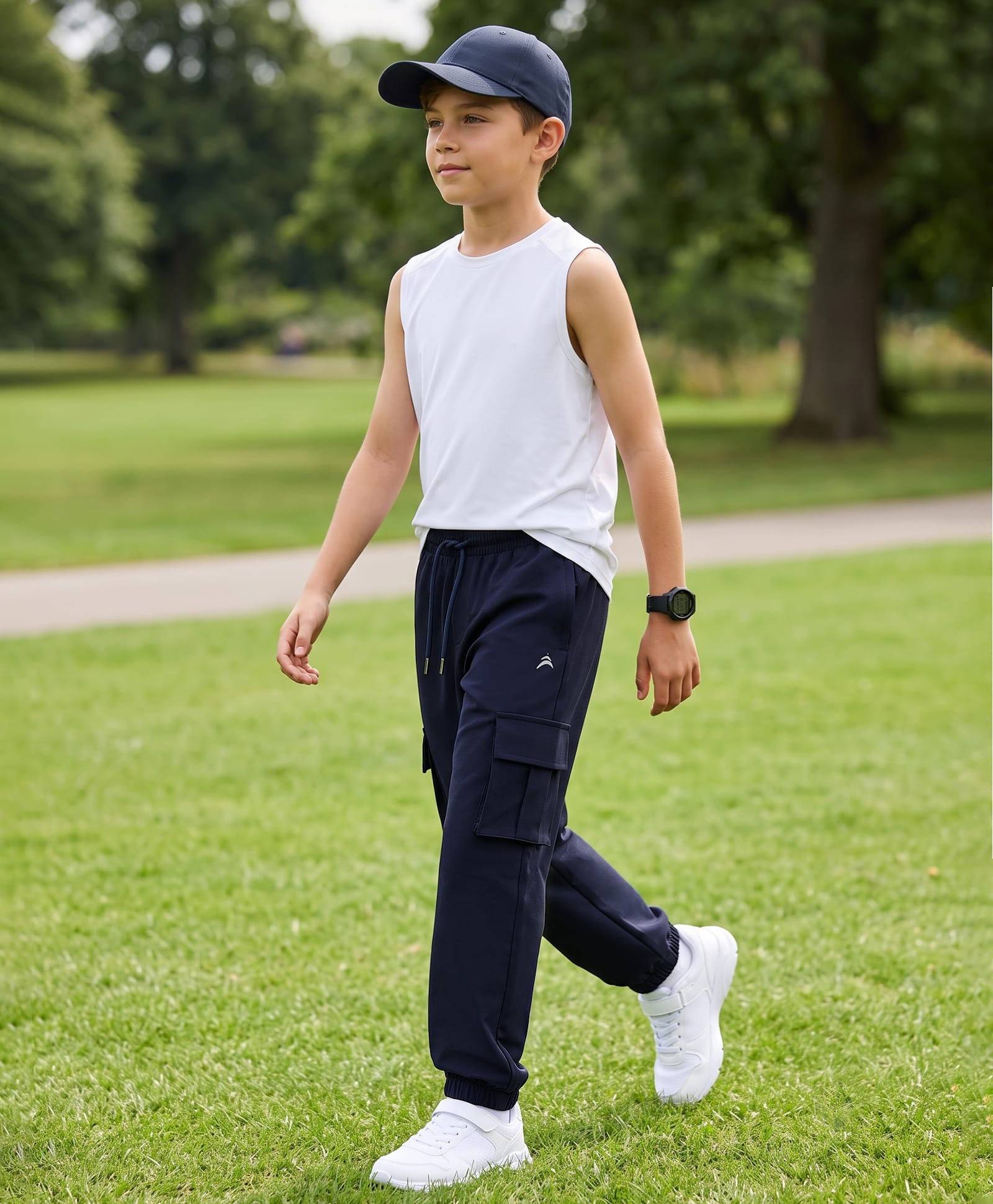 Pine Active Woven Ultra Light Performance Full Length Solid Cargo Pant - Navy Blue-picture-29