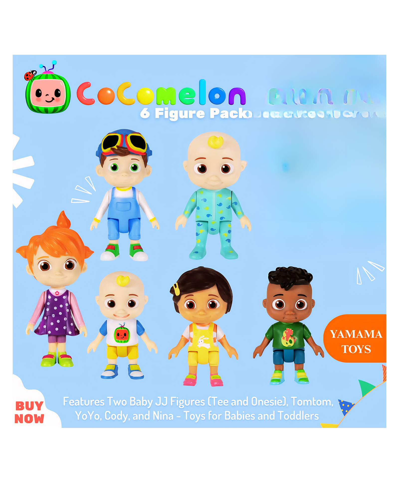 YAMAMA Cocomelon Family & Friends Character Figures Toys for Kids, Cocomelon Popular Catoon Character 6 Figures Collection Packs for Kids - Multicolor-image-8