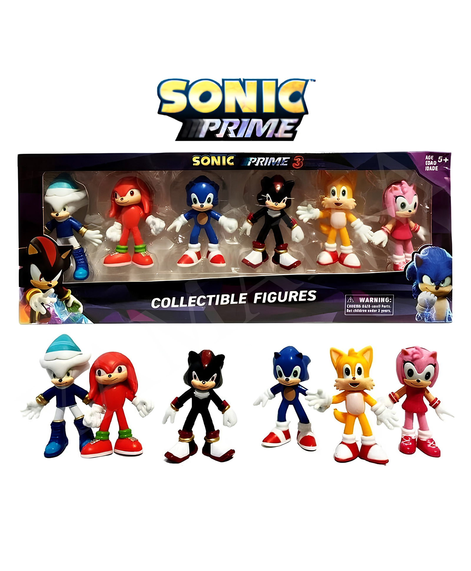 YAMAMA Sonic Prime 6-Pieces Collectible Character Figure Set Toys for Kids, Sonic, Shadow, Tails, Knuckles And Any 2 Friends, Action Figure Packs - Multicolor-image-19