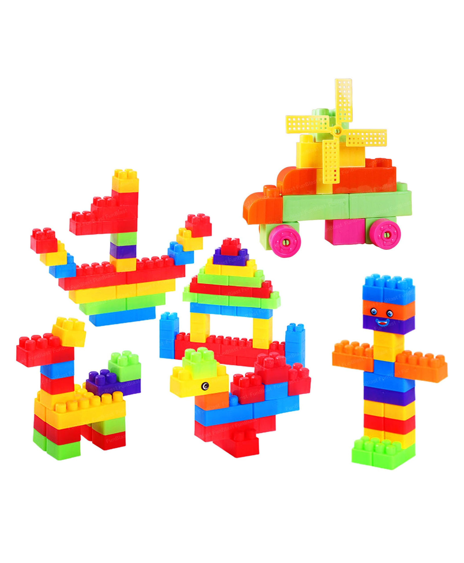 FunBlast Building Blocks Toy with Wheel for Kids 30 Pcs Building Blocks (Multicolor)-image-7