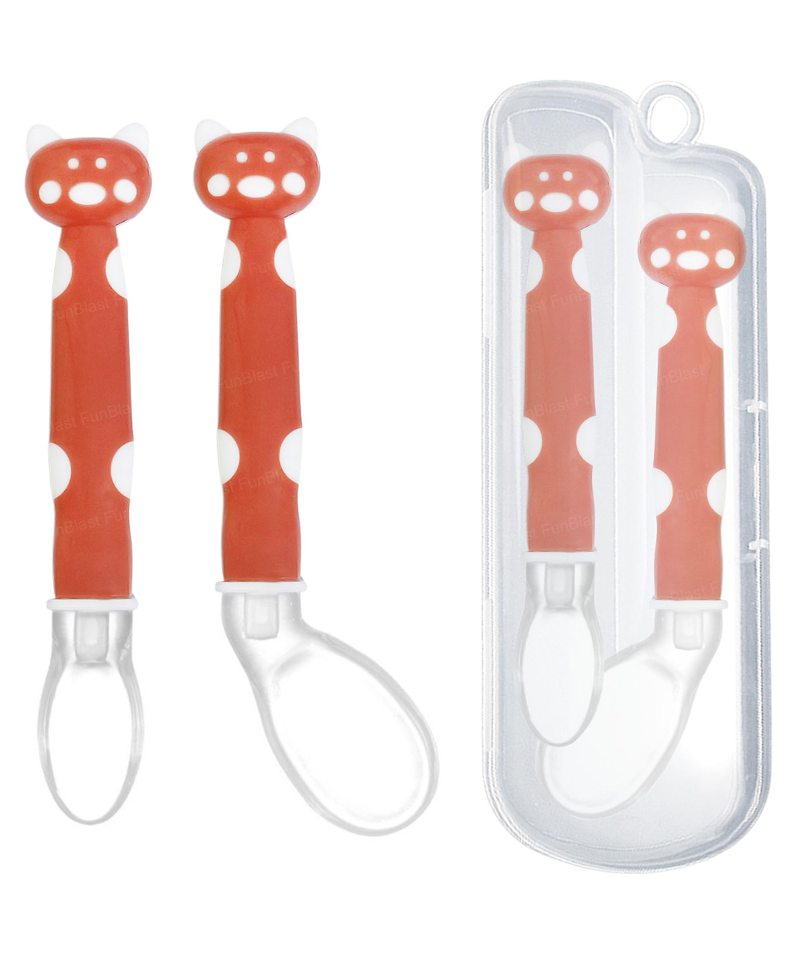 FunBlast Baby Self Feeding Training Spoons Set - Pack of 2 (Brown)-image-26