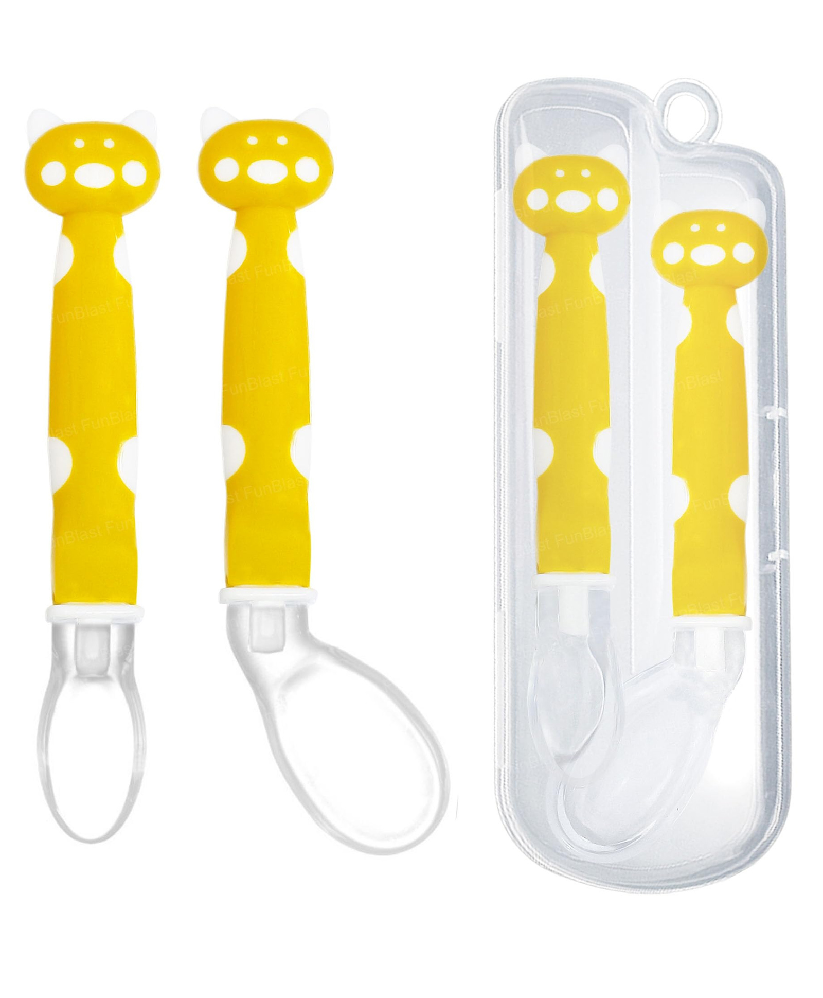 FunBlast Baby Self Feeding Training Spoons Set - Pack of 2 (Yellow)-picture-36