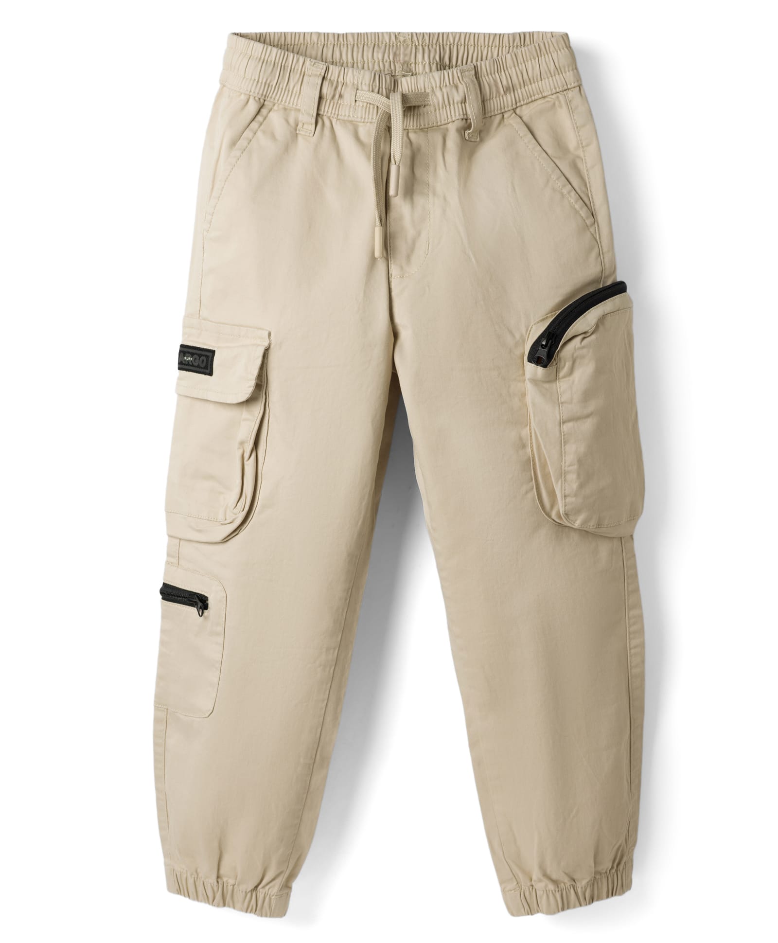 Ruff Cotton Twill Woven Full Length Solid Colour Baggy Fit Cargo Trouser With Pouch Pockets -Beige-picture-44