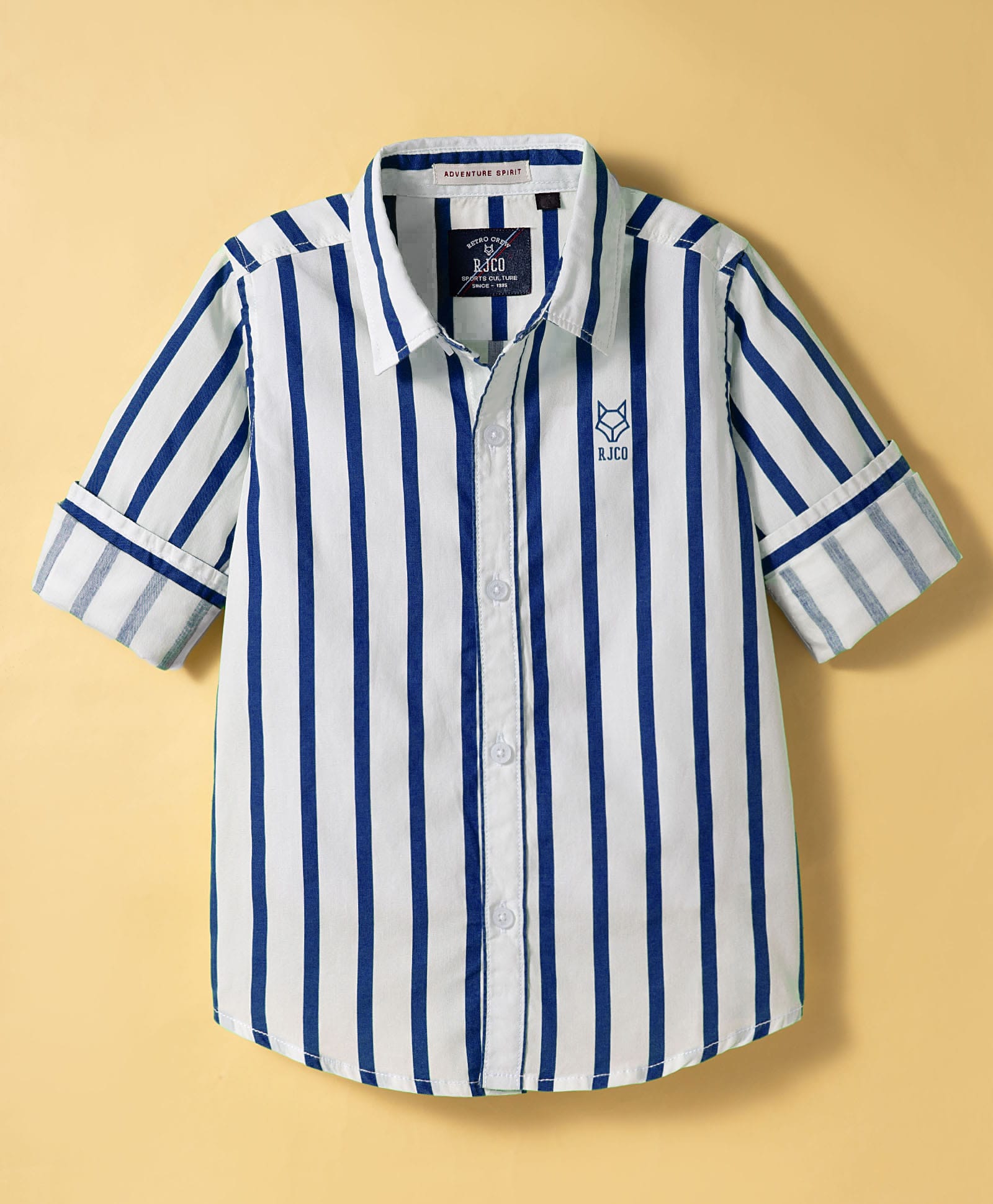 Ruff Poplin Woven Full Sleeves Striped Shirt - White & Blue-picture-4