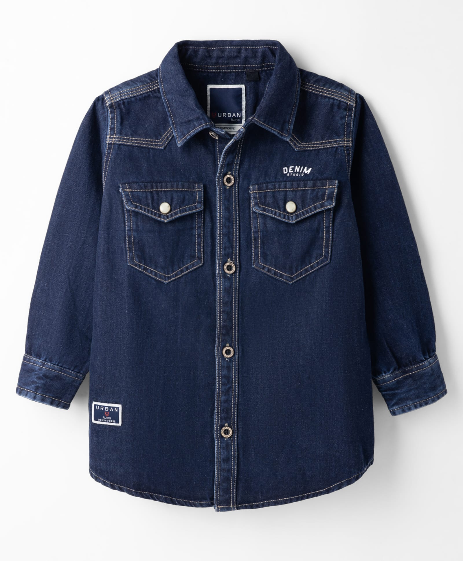 Ruff Denim Woven Full Sleeves Cargo Shirt - Blue-image-29