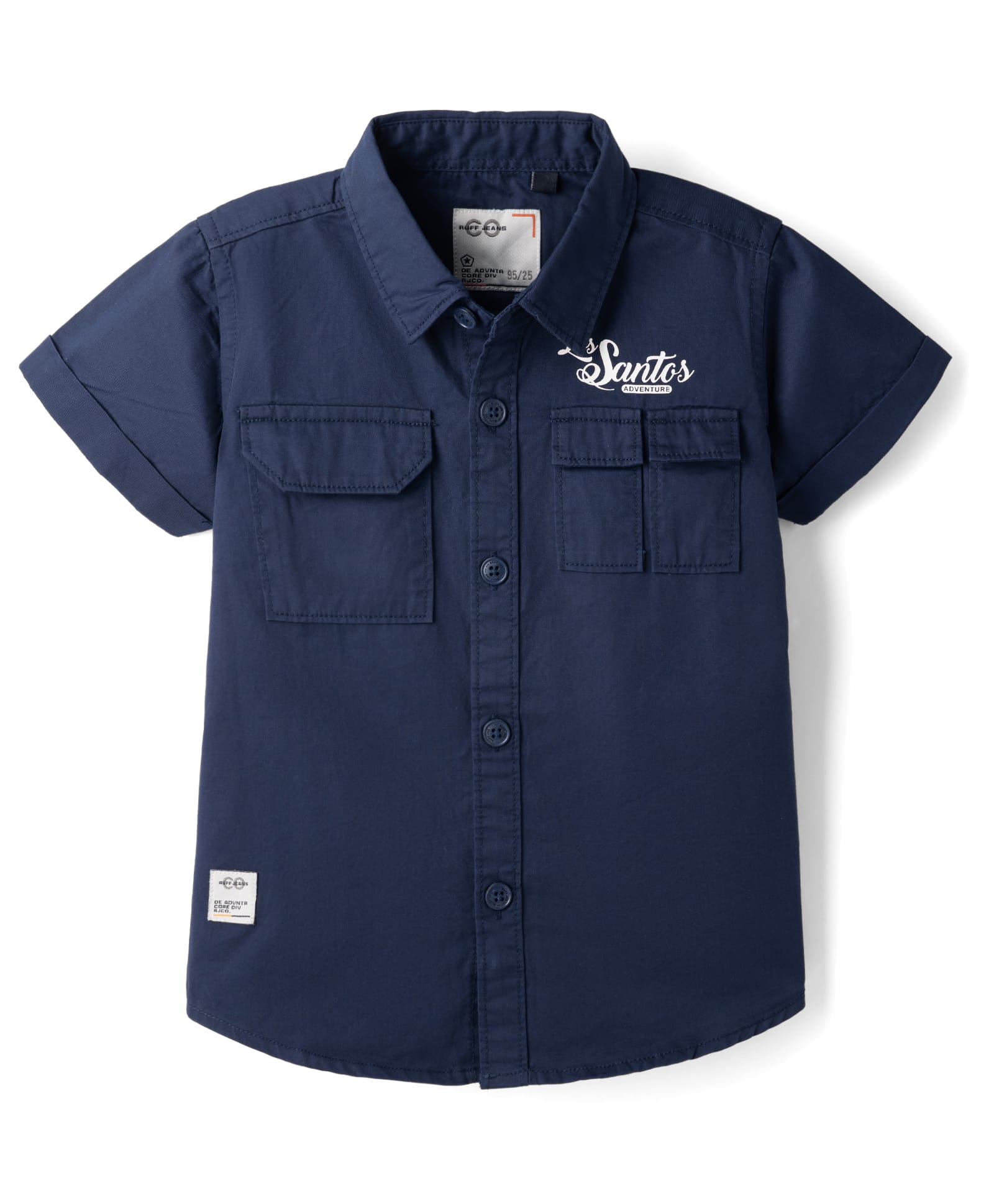 Ruff Poplin Woven Half Sleeves Cargo Shirt with Text Print - Navy-picture-47