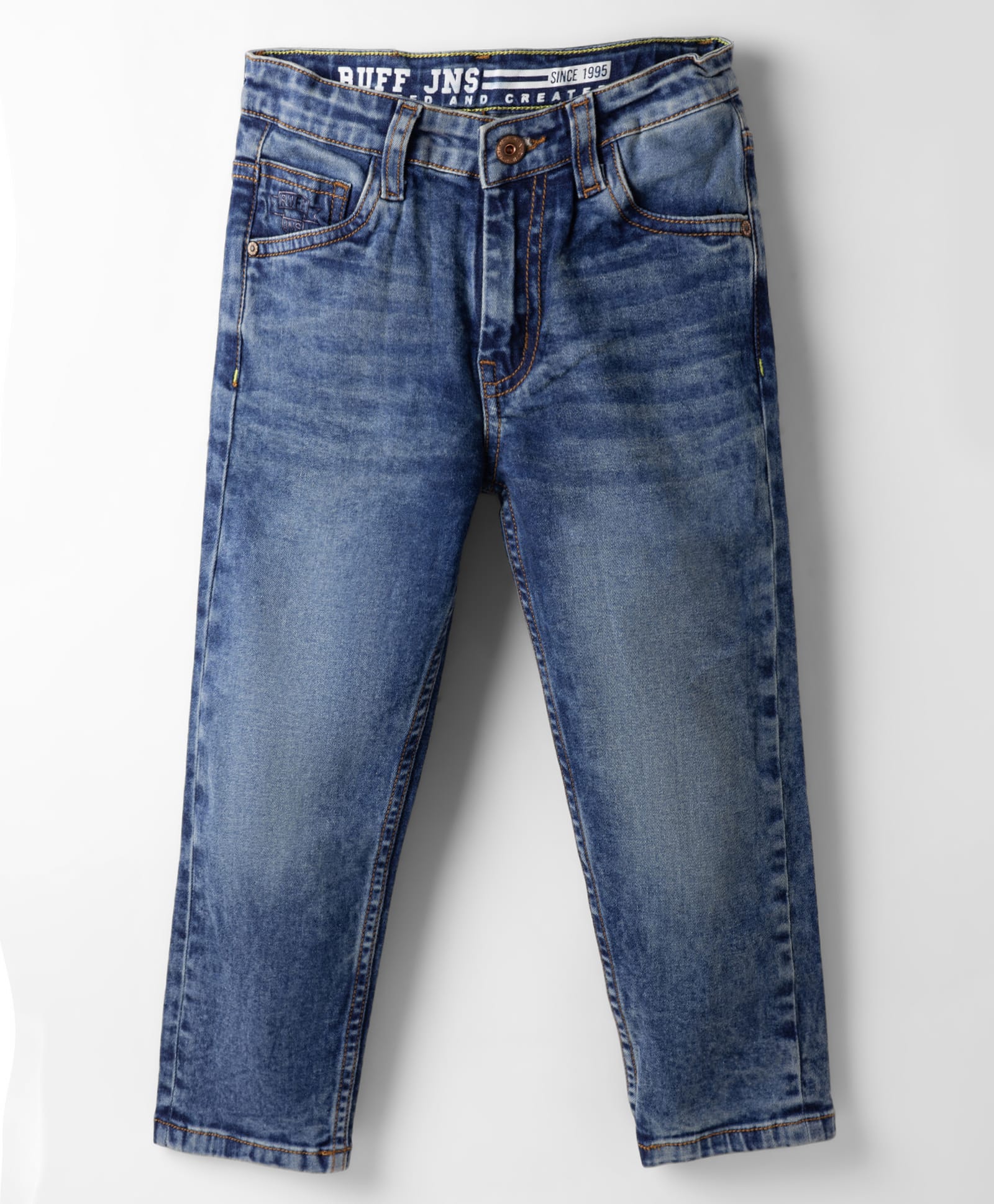 Ruff Denim Woven Full Length Regular Fit Jeans - Blue-picture-11