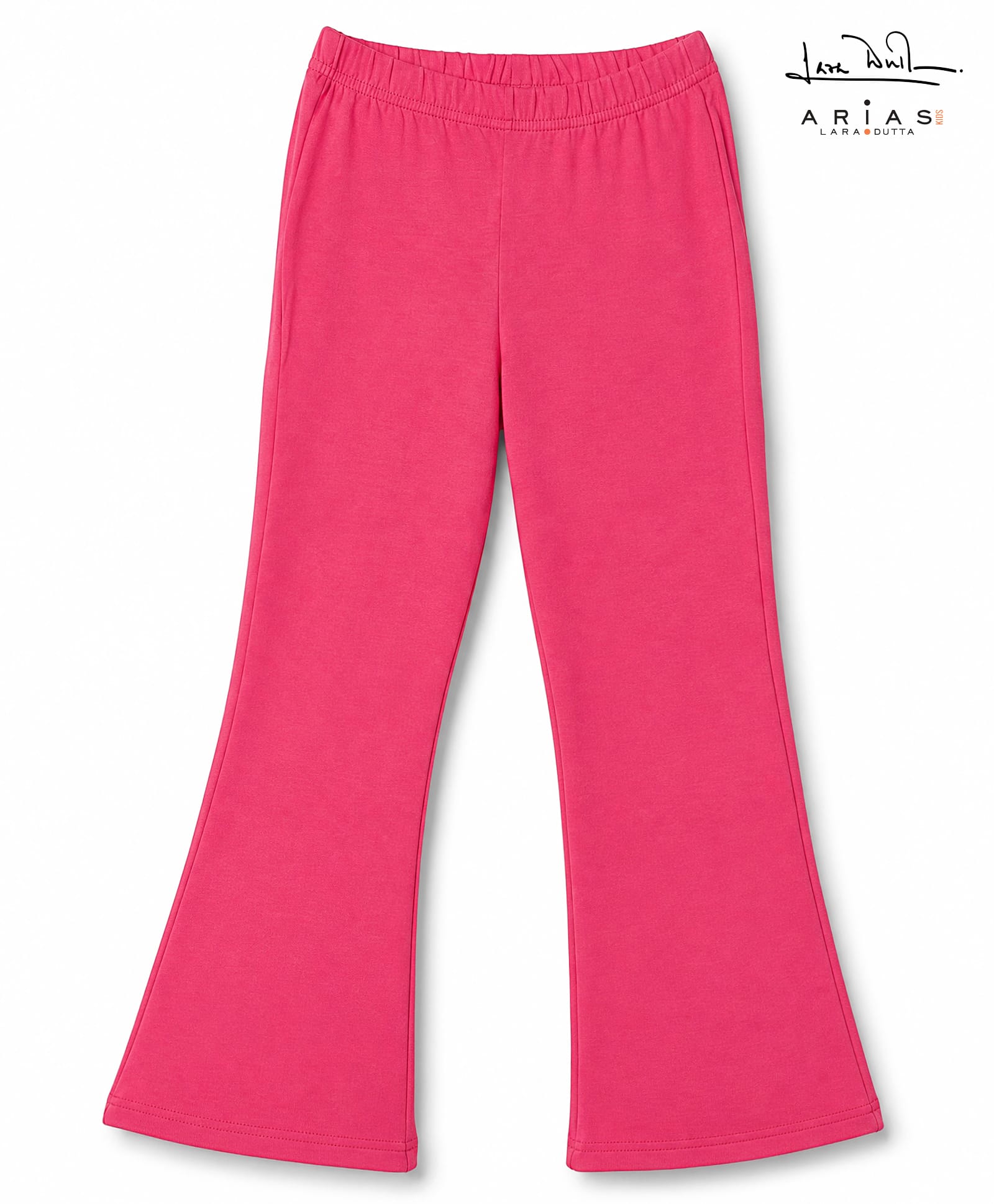 Arias Cotton Elastane Knit Full Length Flared Leggings - Pink-image-36