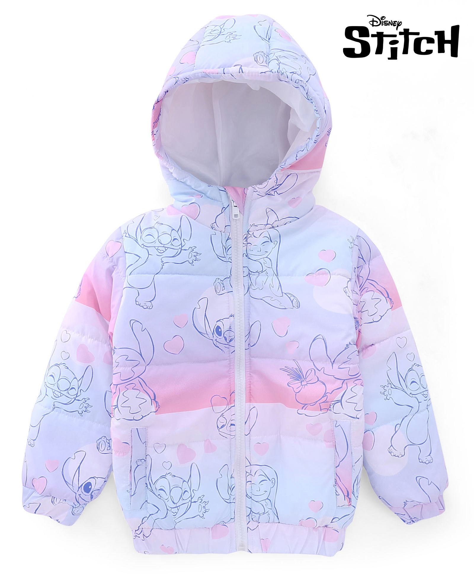 Babyhug Disney Padded Winter Jacket with Full Sleeves and Stitch Print in Blue for 2-3 Years-picture-27