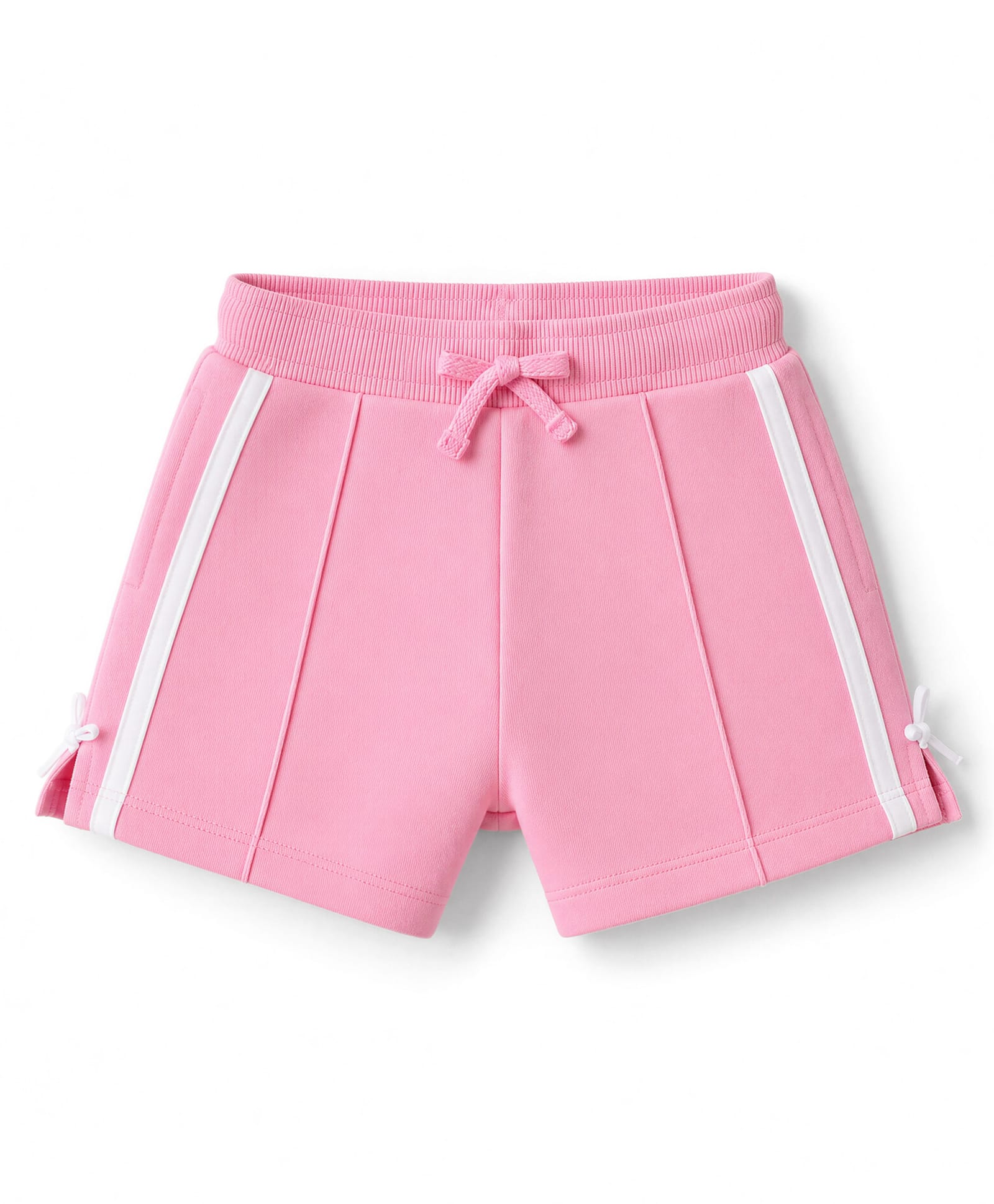 Babyhug Cotton Looper Knit Mid Thigh Solid Shorts With Bow Applique - Pink-image-13