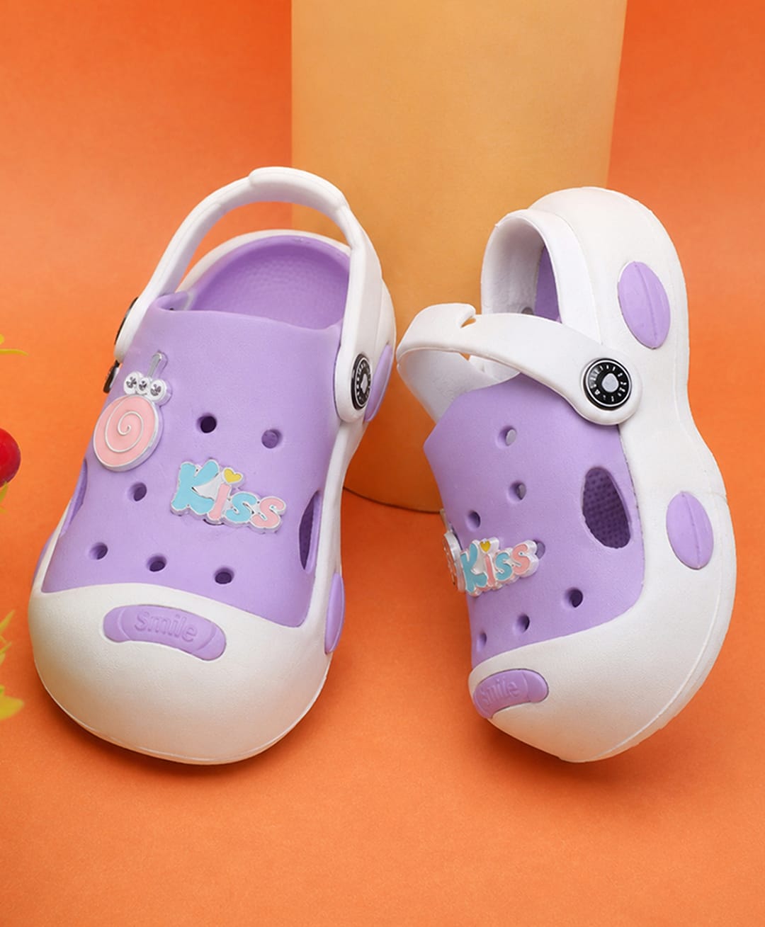 PASSION PETALS Fun Text Applique Detailed Perforated Slingback Clogs - Purple & White-picture-18