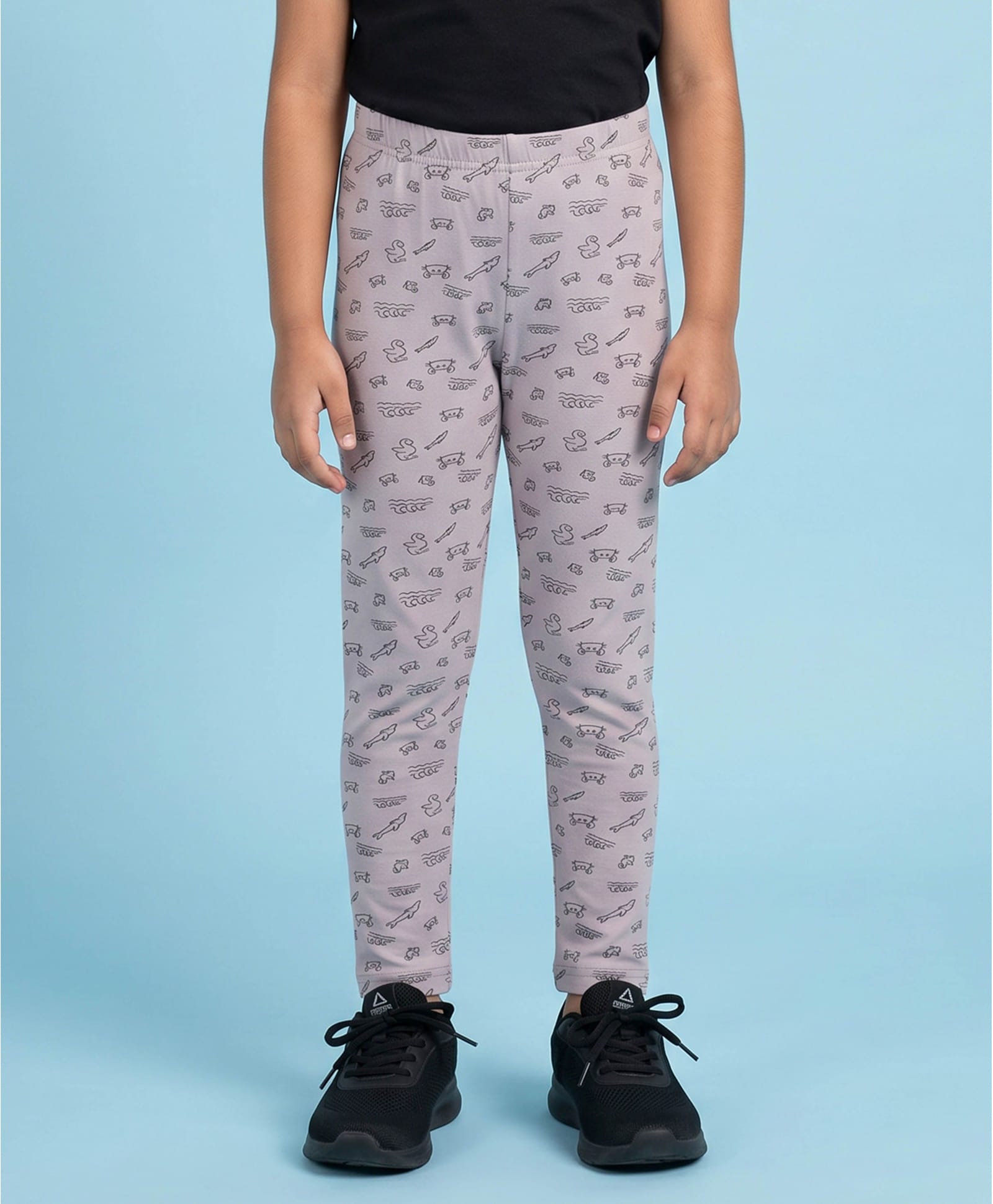 Kiddopanti Cotton Spandex Knit Sea Life Printed Leggings - Grey-picture-11