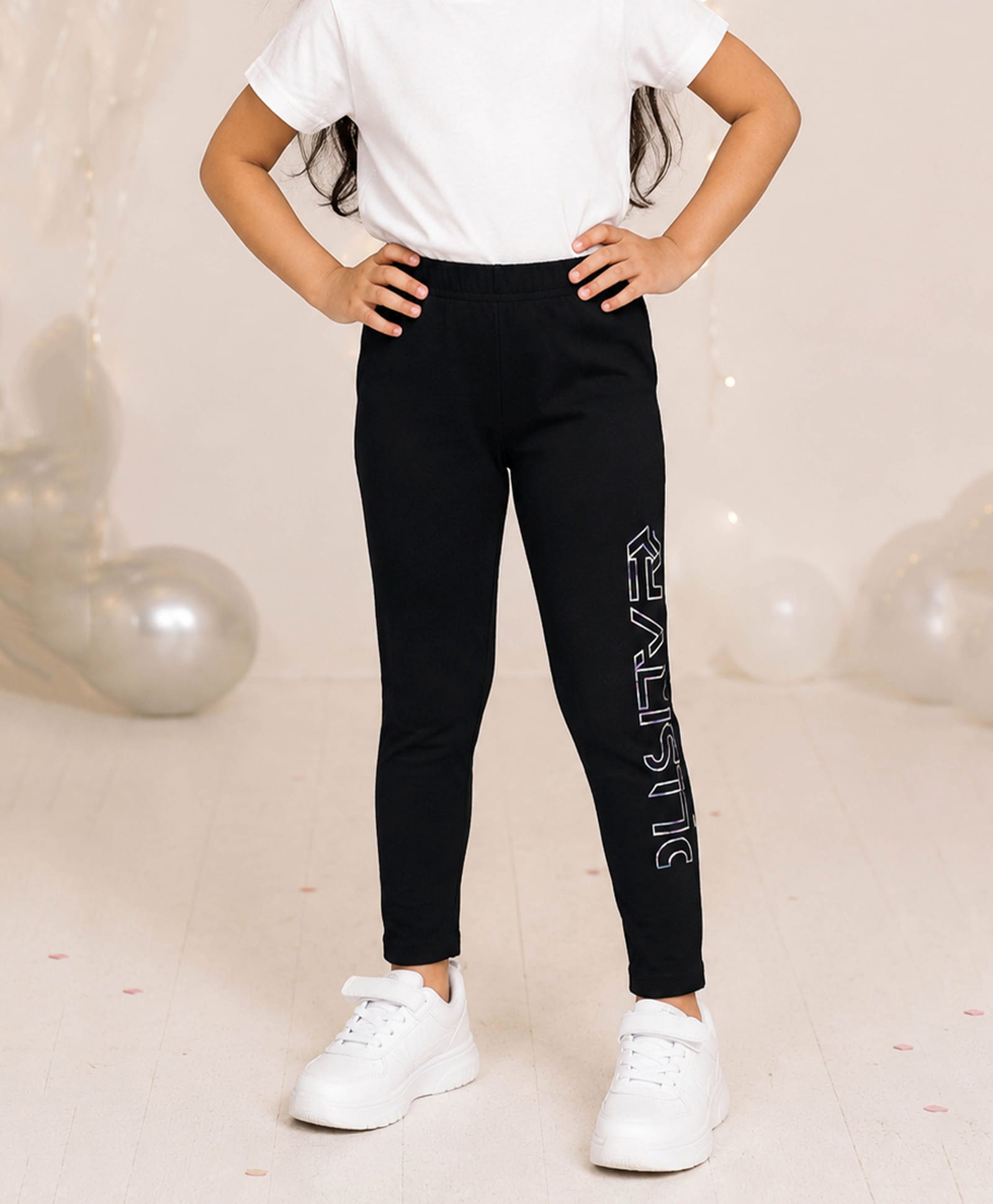 Kiddopanti Cotton Spandex Knit Realistic Text Printed Leggings - Black-image-26