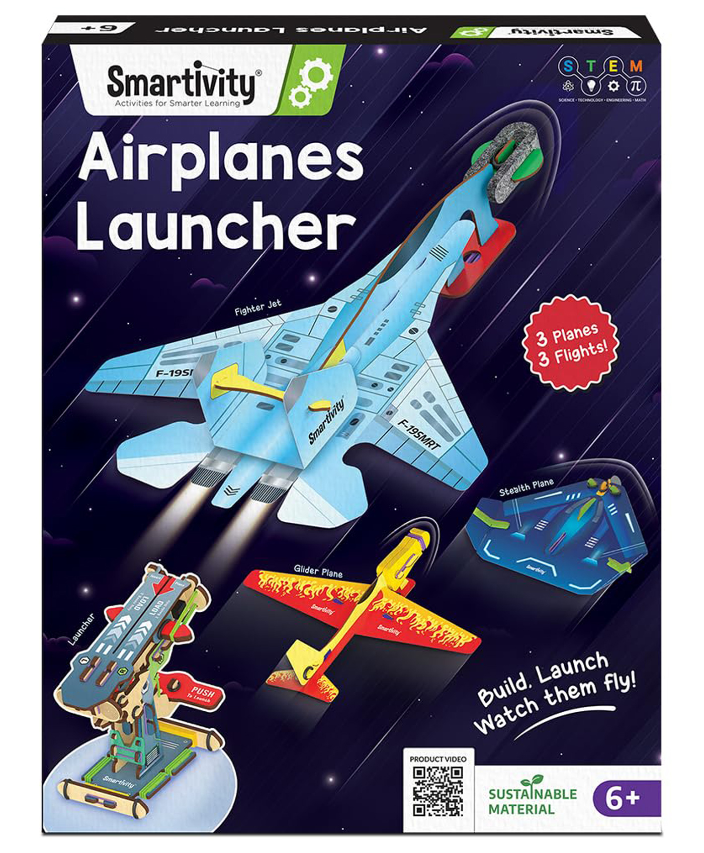 Smartivity 3in1 Airplanes Launcher Toy for Kids -Multicolor-picture-0