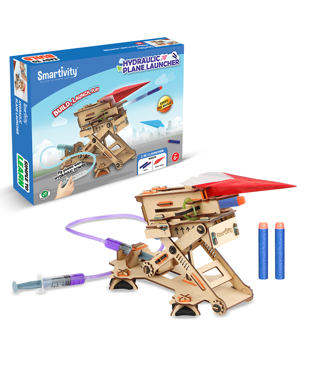 Smartivity Hydraulic Plane Launcher Stem Steam Educational DIY Building Construction Activity Kit - Multicolor-image-48