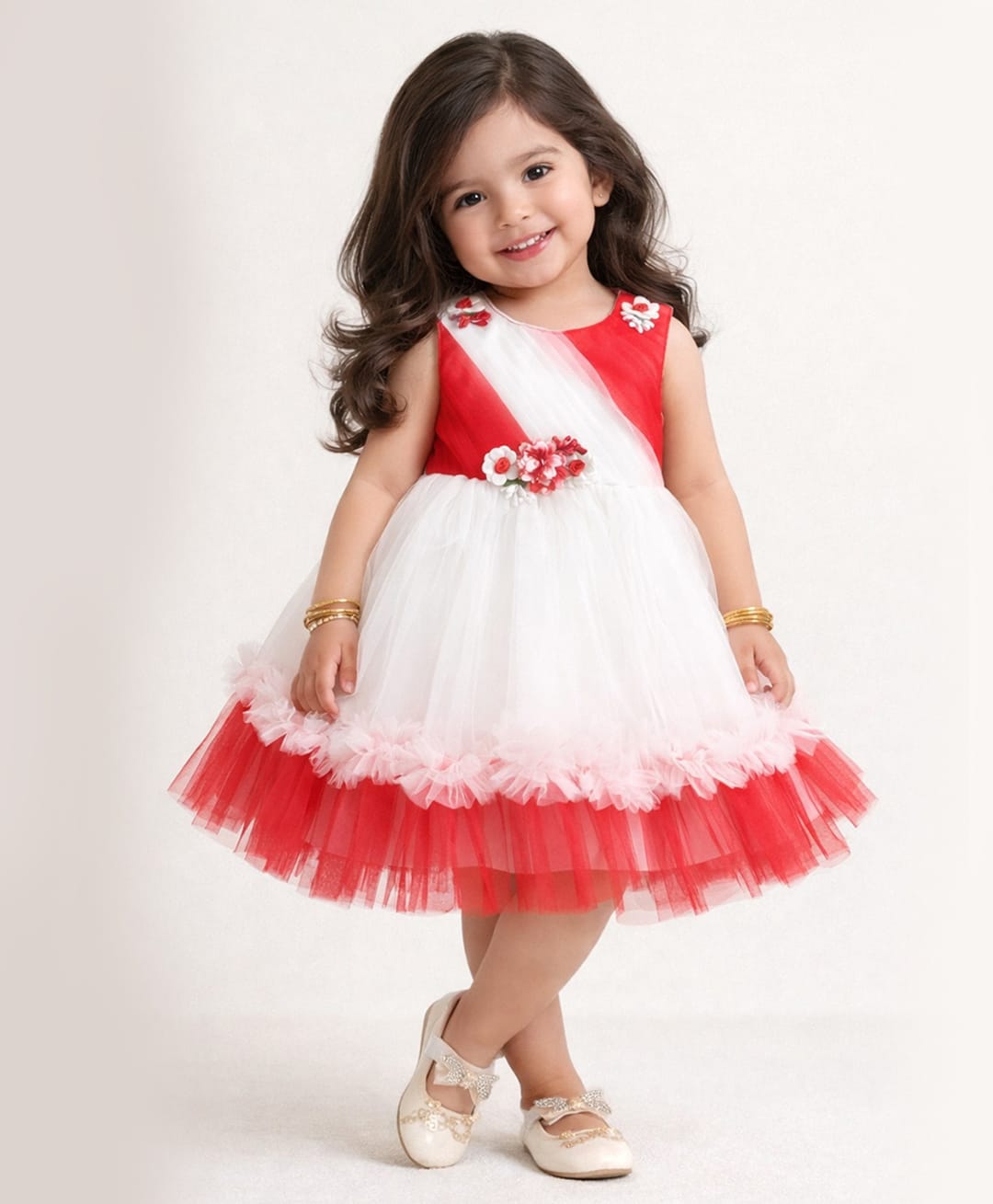 The Magic Wand Woven Sleeveless Floral Applique Detailed Dress - Red-picture-26