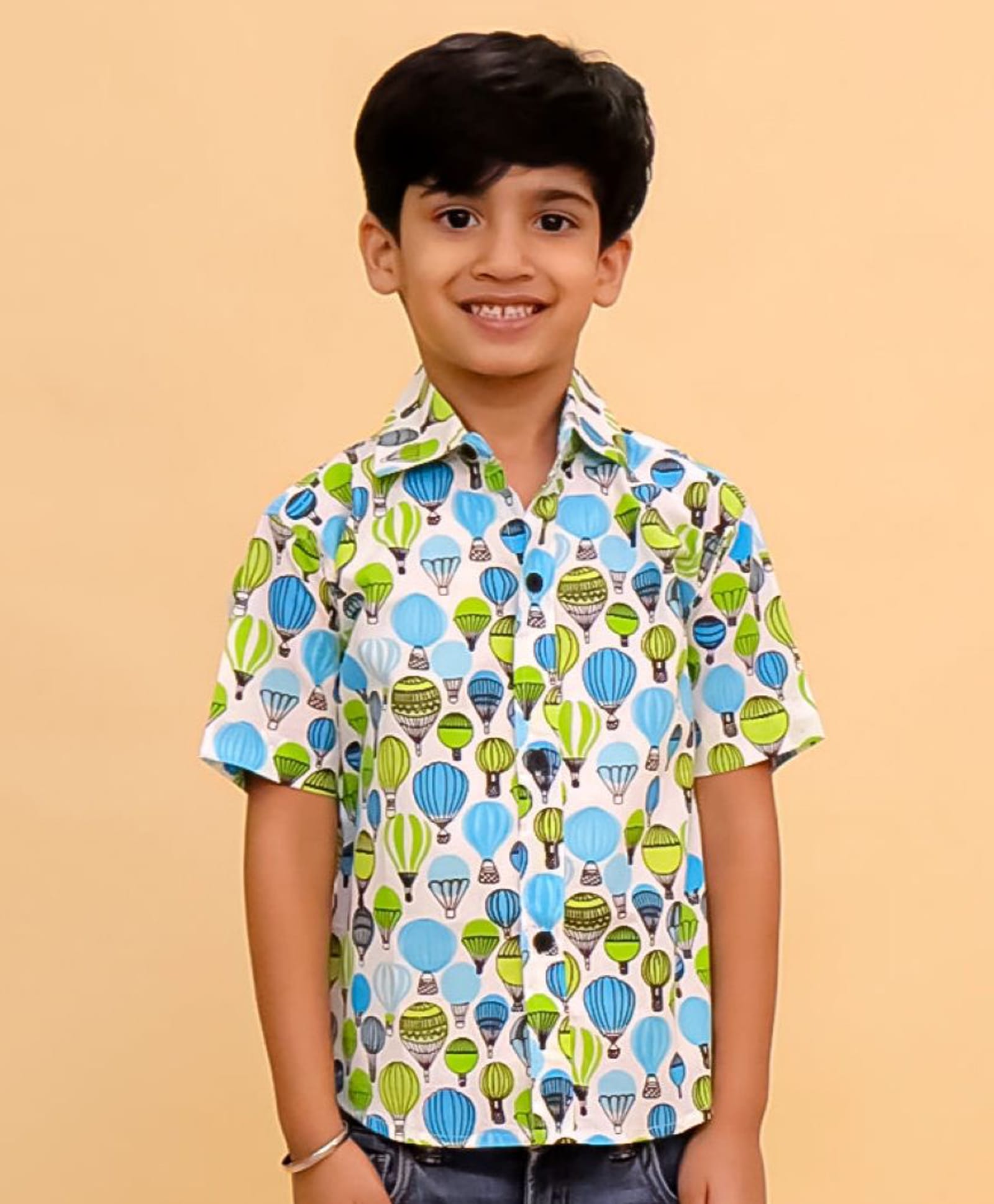The Mom Store Cotton Woven Half Sleeves Hot Air Balloon Printed Shirt - Multi Colour-picture-29
