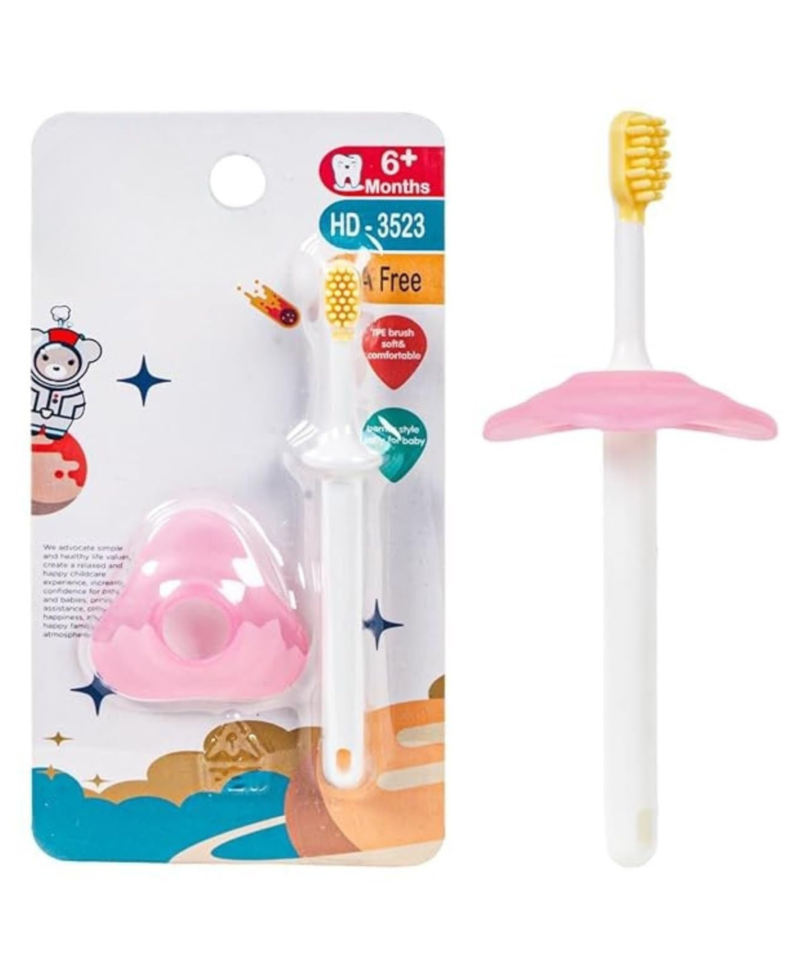 THE LITTLE LOOKERS Silicone Training Toothbrush with Soft Bristles, Gum Massager & Anti-Choking Shield | BPA Free Easy Grip Baby Toothbrush for Babies, Kids & Toddlers (Pack of 3)-image-38