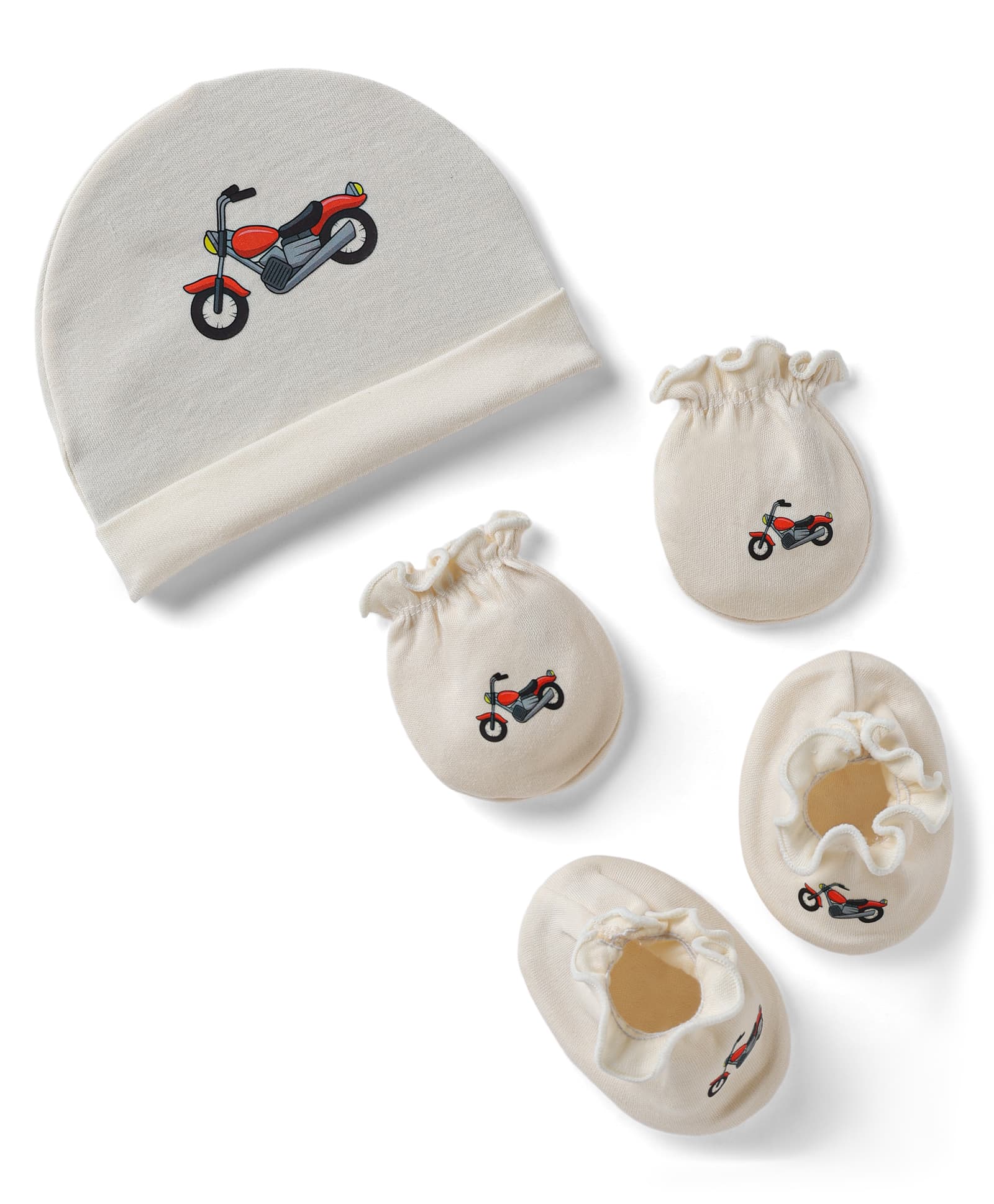 Ben Benny Interlock Knit Cap, Mitten & Booties With Bicycle Print Grey - Diameter 14.5 cm-picture-19