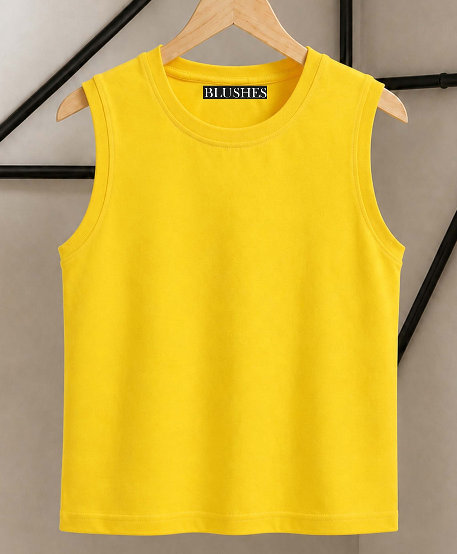 BLUSHES 100% Cotton Knit Sleeveless Solid Tee - Yellow-picture-38