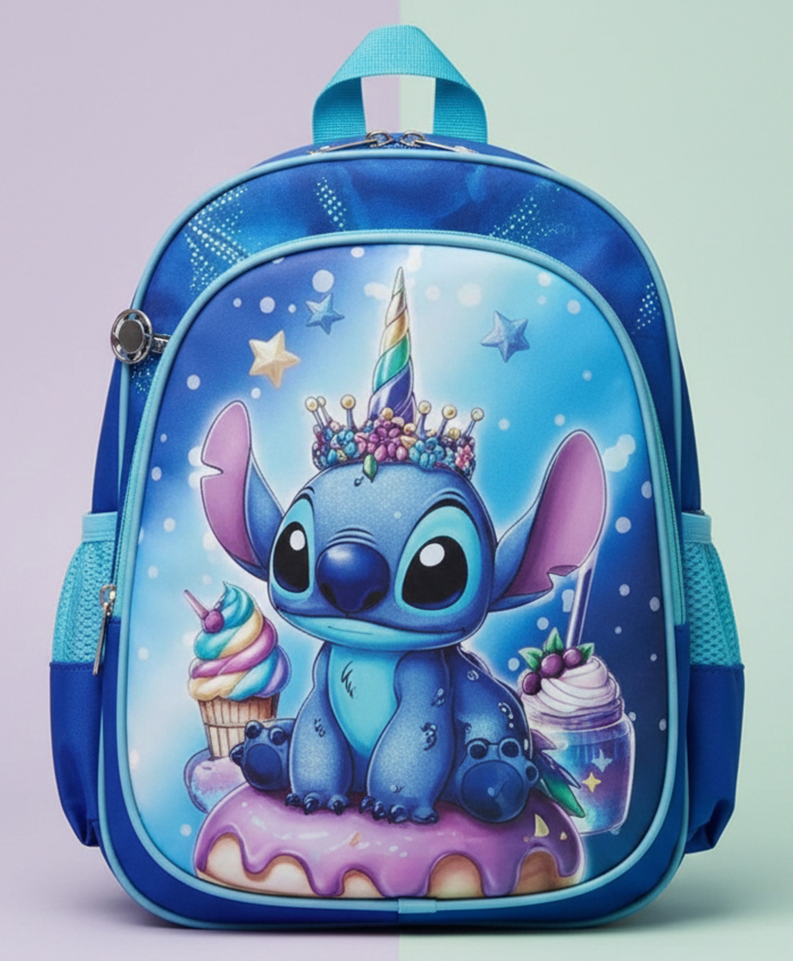 Purple Tots 11.8 Inches Disney Stitch Premium 3D Characters Backpack - Light Blue-image-27