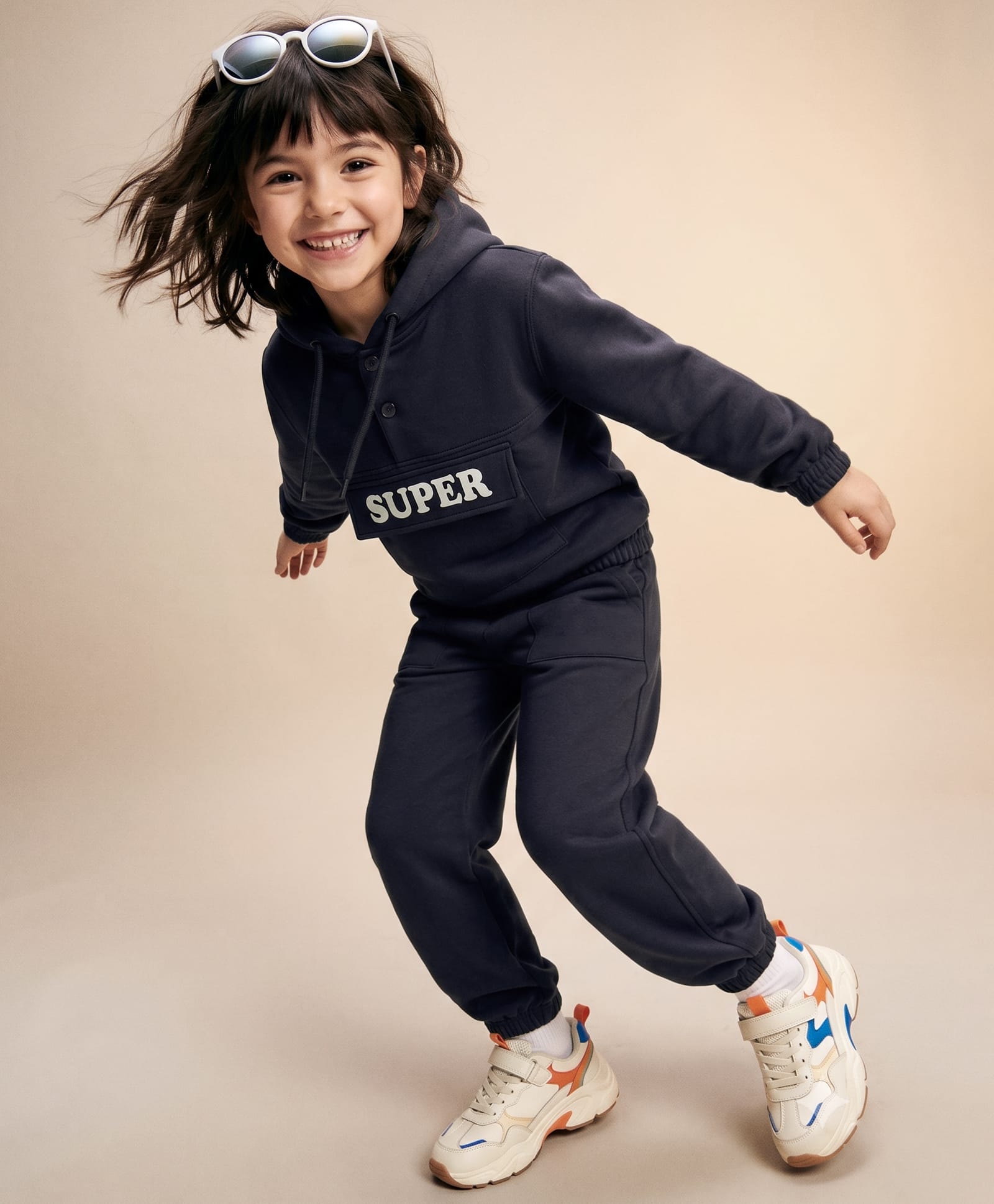 ollington st. OLLINGTON ST.Scuba Knit Full Sleeves Text Printed Winter Wear Set Of Hooded Sweatshirt & Joggers - Navy Blue-picture-17