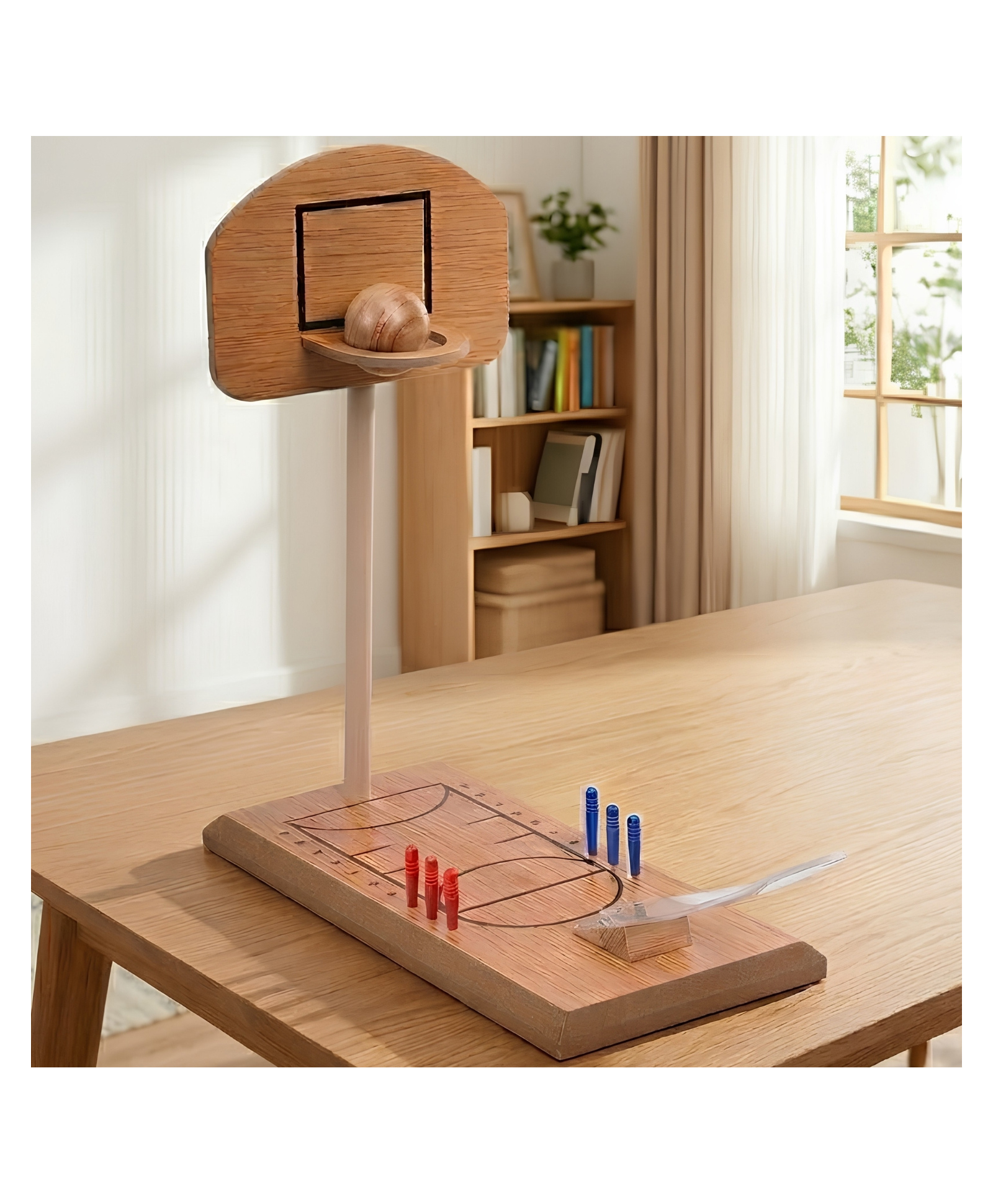 Kids Mandi Wooden Desktop Basketball Game for Kids & Adults, Mini Tabletop Basketball Shooting Toy, Indoor Arcade Style Hoop Game, Stress Relief Desk Toy, Hand-Eye Coordination & Focus Skill Game-picture-18