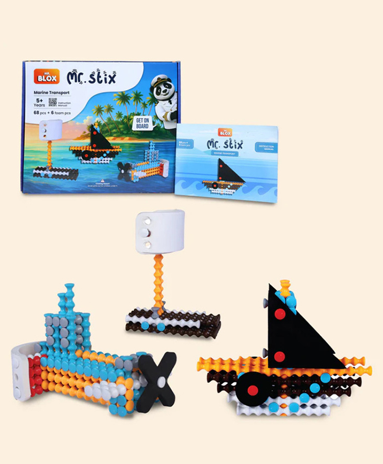 Mr. Blox - Mr Stix - Marine Vehicle 68 Pieces Multicolore-image-49