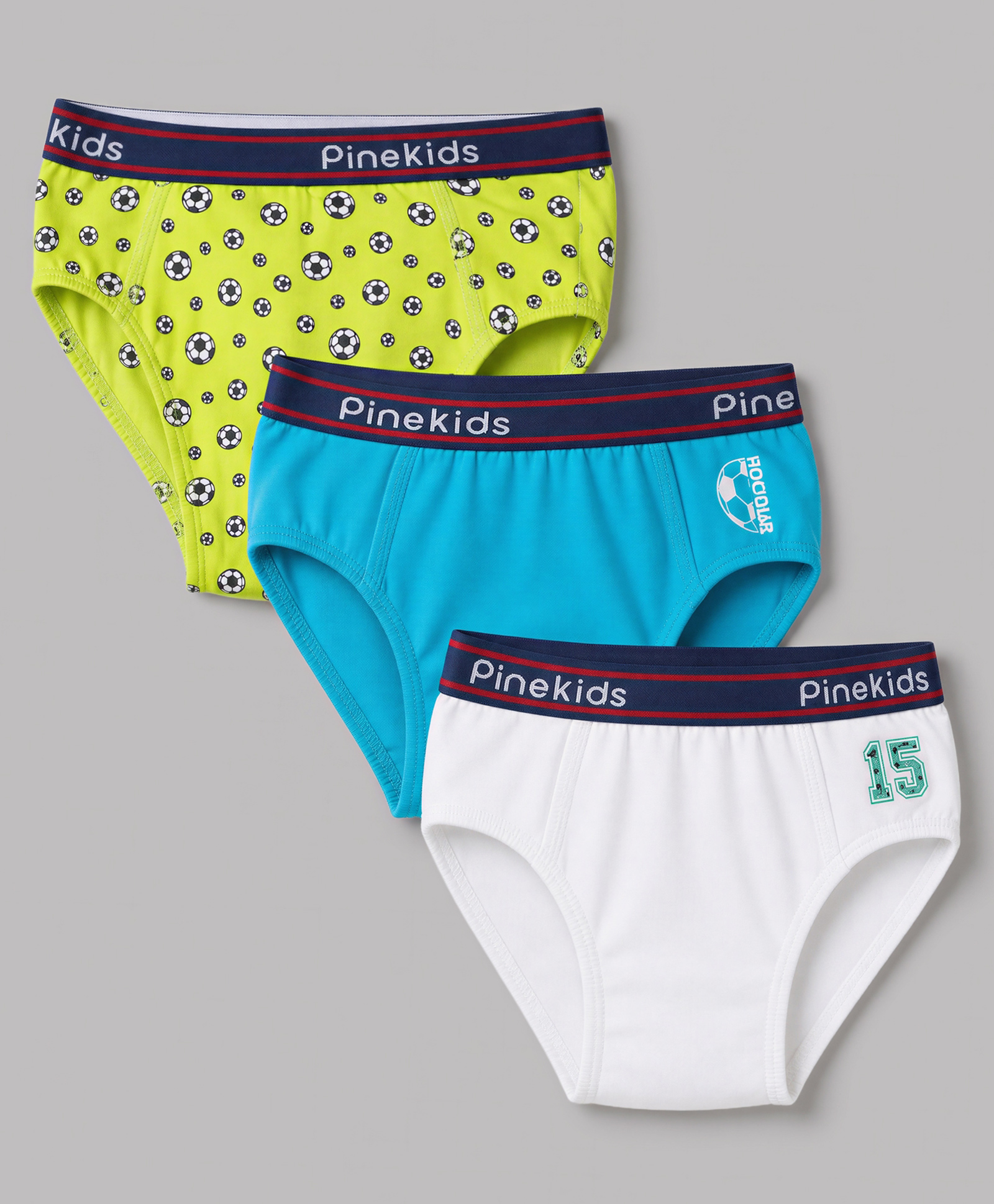 Pine Kids Cotton Elastane Knit Male Briefs With Football Print Pack of 3-Blue-picture-29