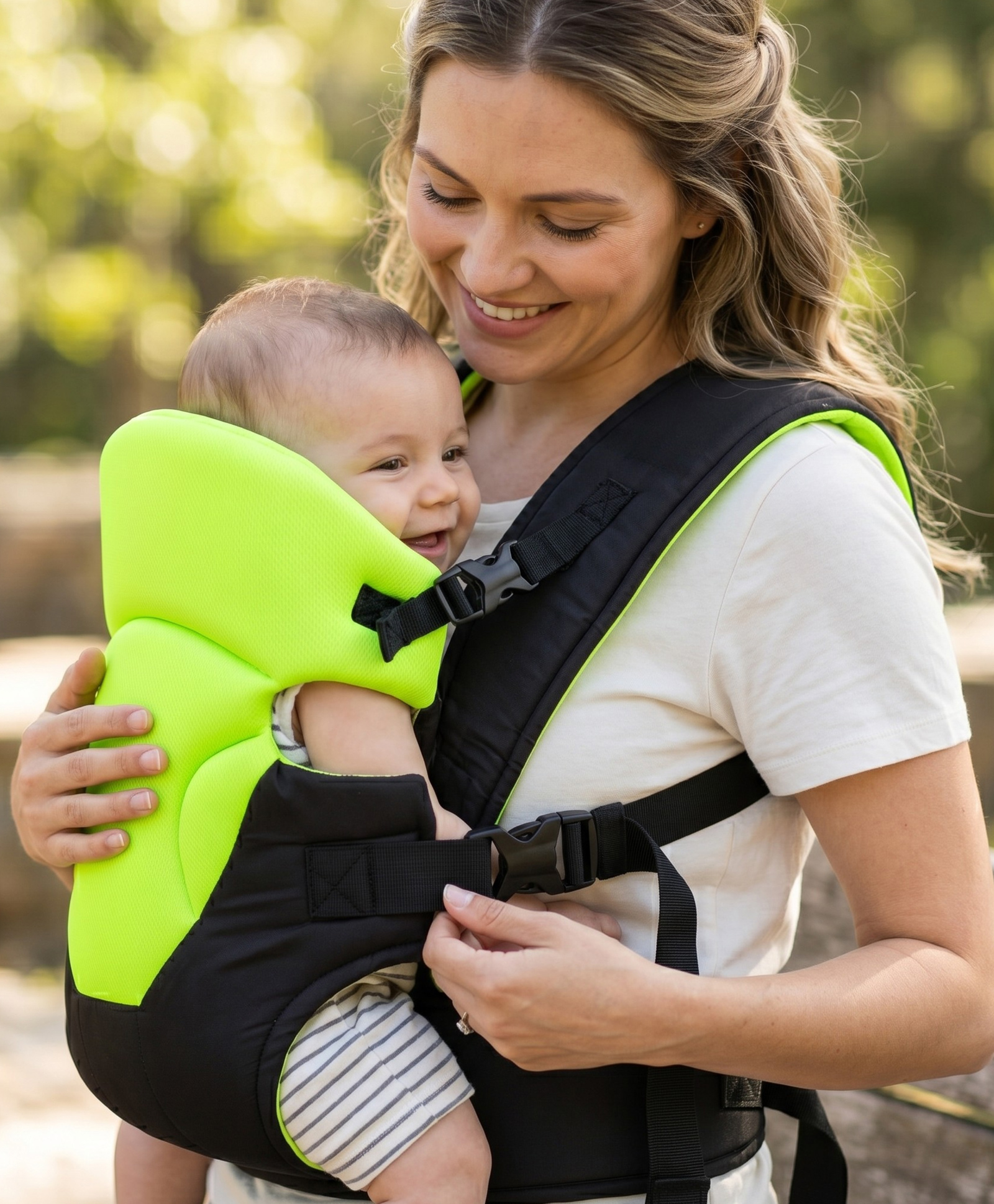 Bubzii 9-in-1 Ergonomic Baby Carrier with Hip Seat: Breathable fabric, Detachable hood, Padded straps, Pocket storage, and 9 carrying positions for babies up to 15 kg-image-5
