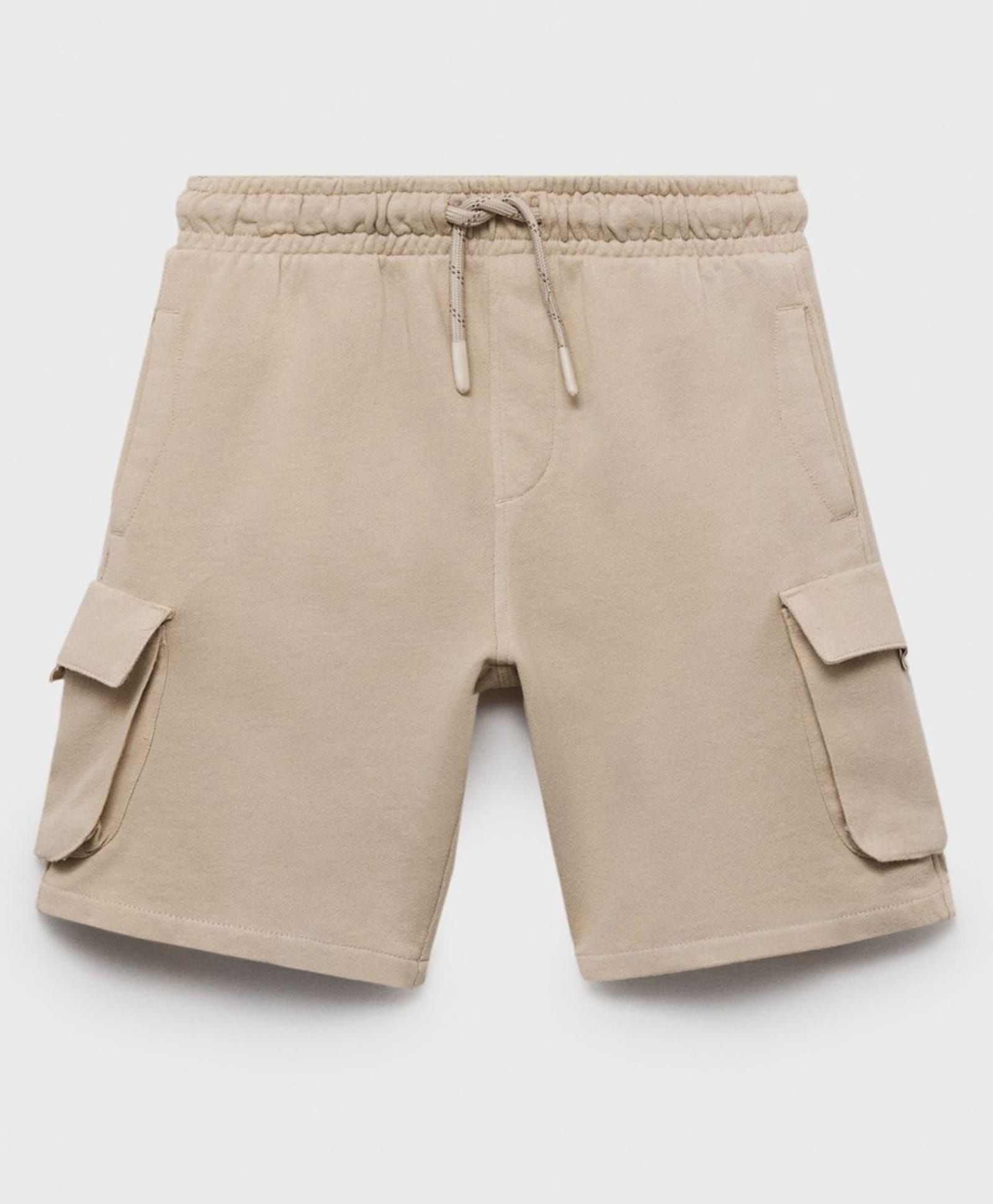 ALAN JONES Cotton Blend Knit Solid Cargo Style Shorts - Beige-picture-13